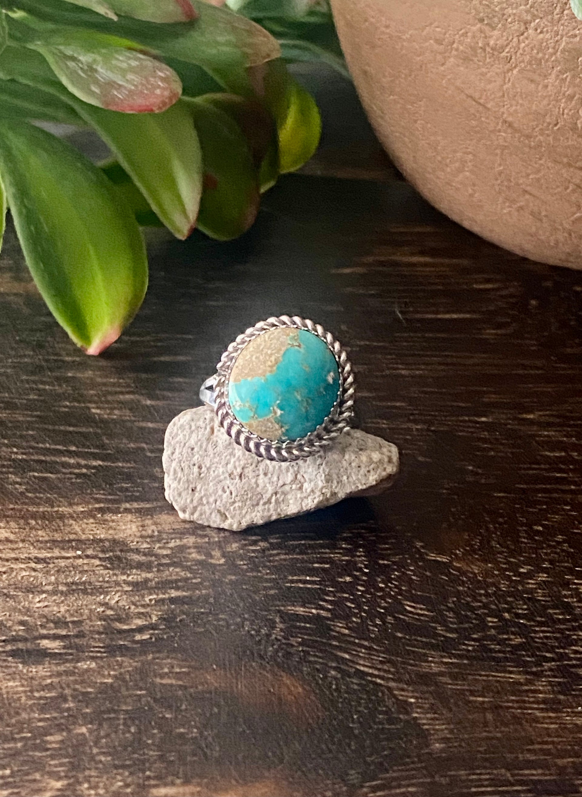 Reda Galvan South Hill Turquoise & Sterling Silver Ring Size 6.5