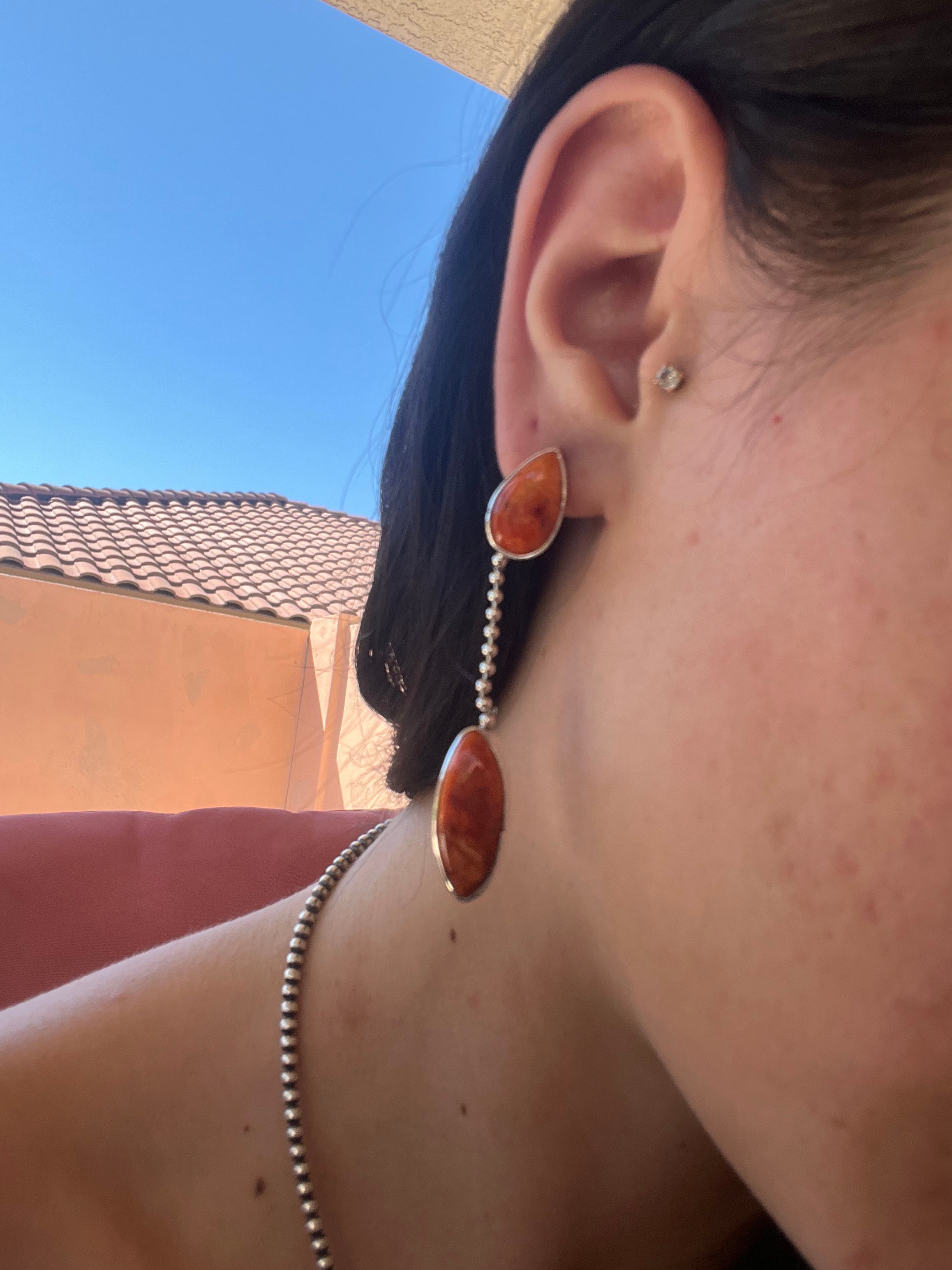 Navajo Made Spiny Oyster Post Earrings