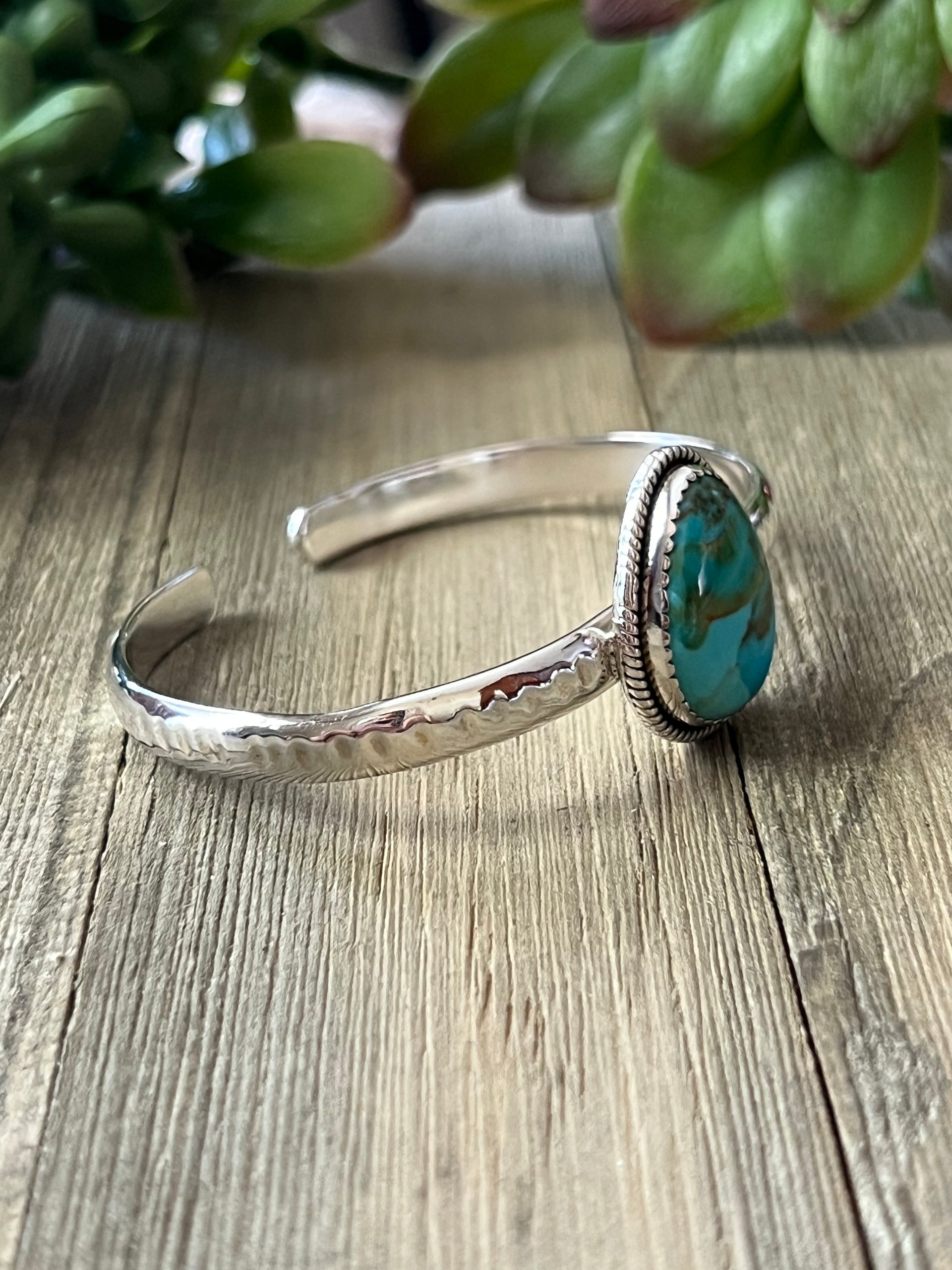 Southwest Made Kingman Turquoise & Sterling Silver Cuff Bracelet