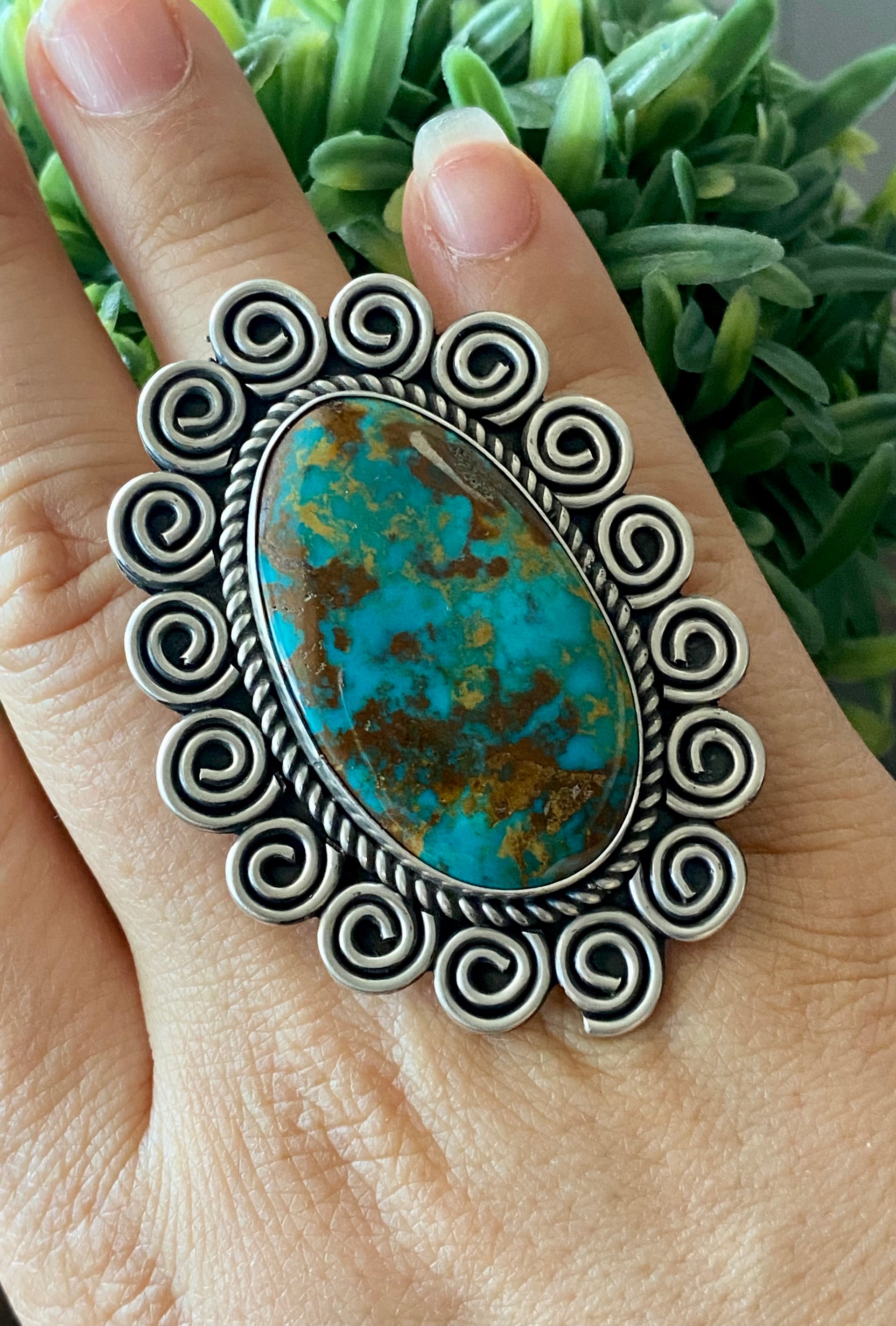 Alex Sanchez Kings Manassa Turquoise & Sterling Silver Ring Size 9.5