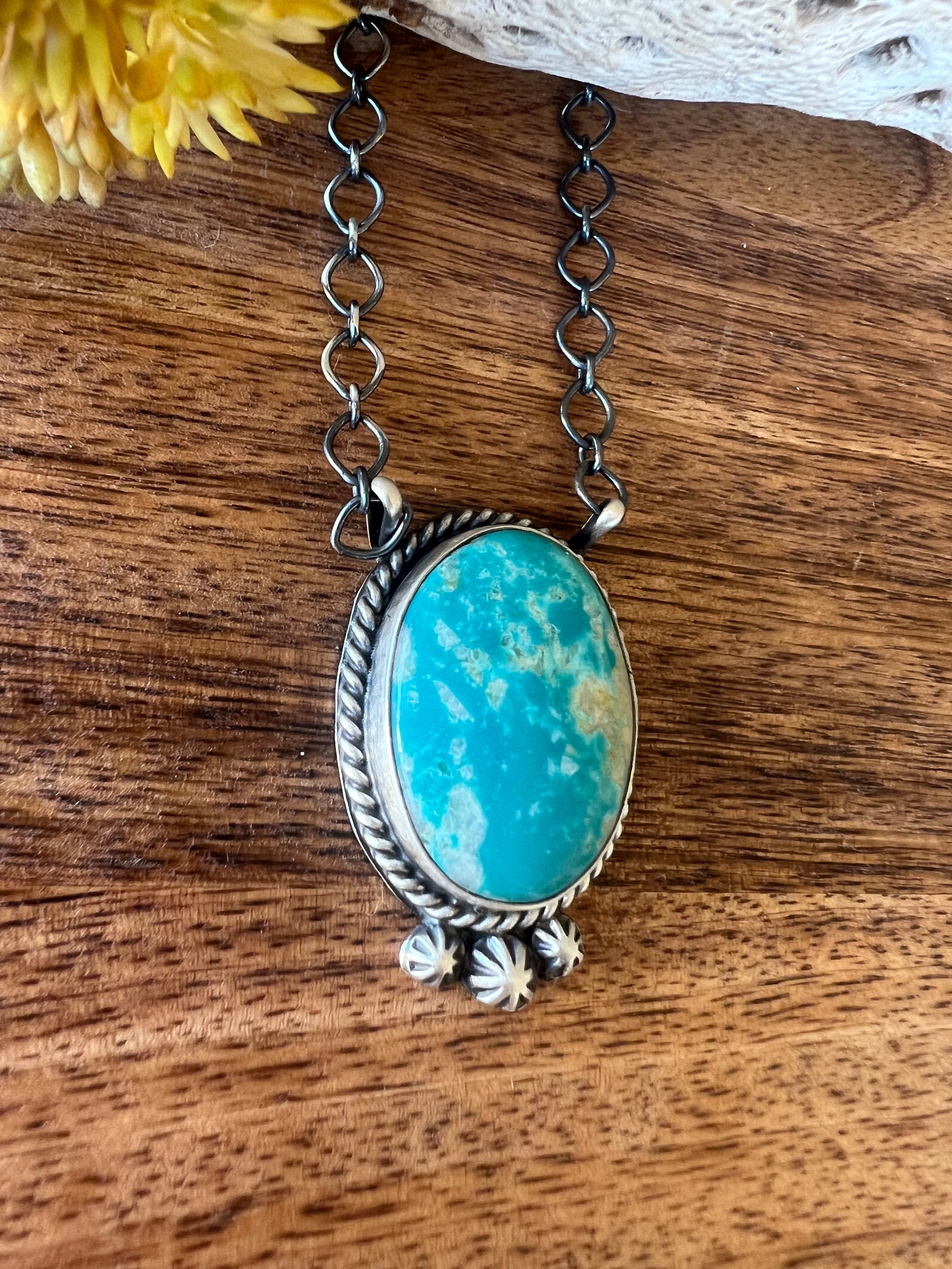 Shelia Becenti Kingman Turquoise & Sterling Silver Necklace