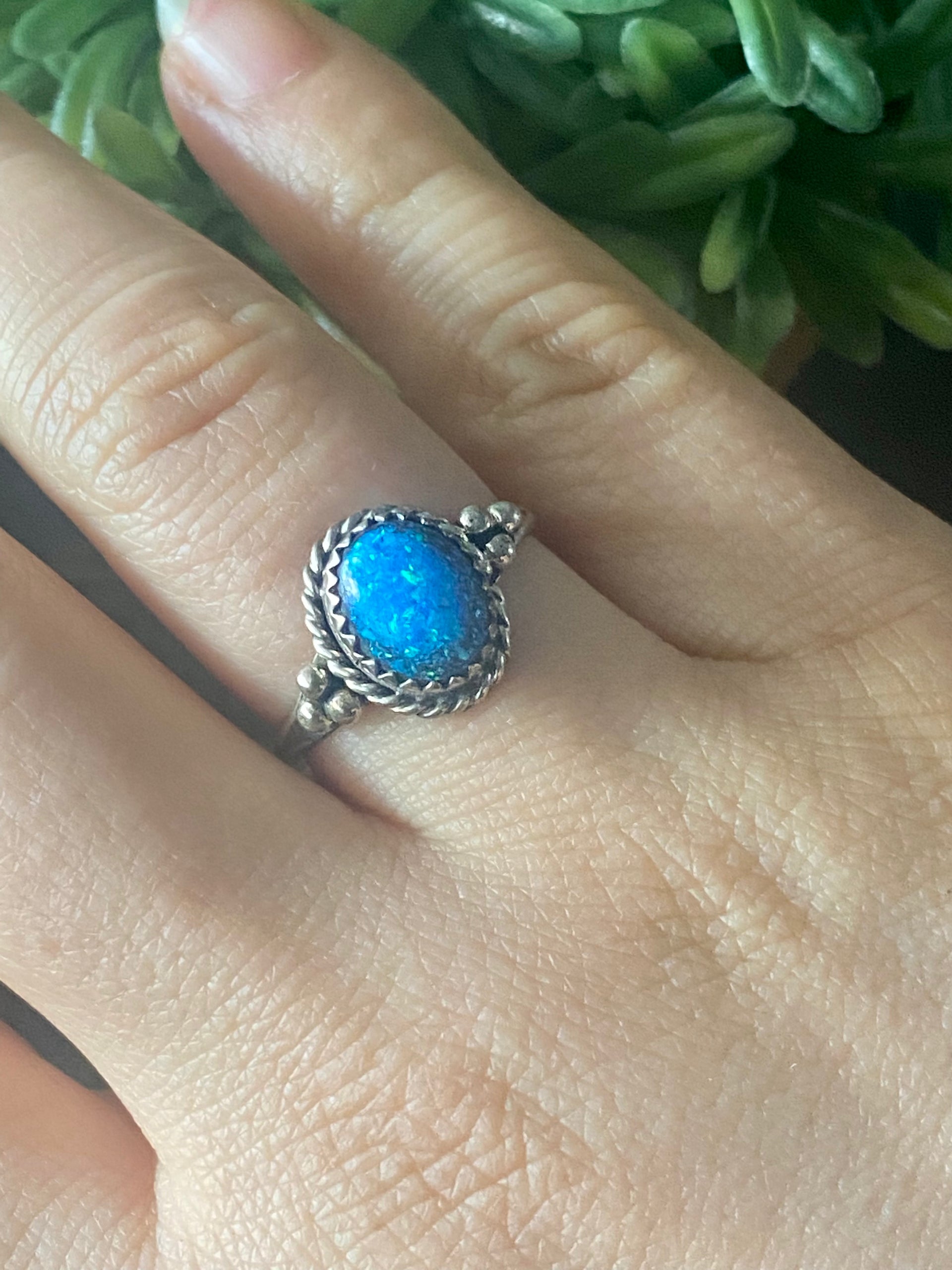 Freda Martínez Blue Opal & Sterling Silver Ring Size 9