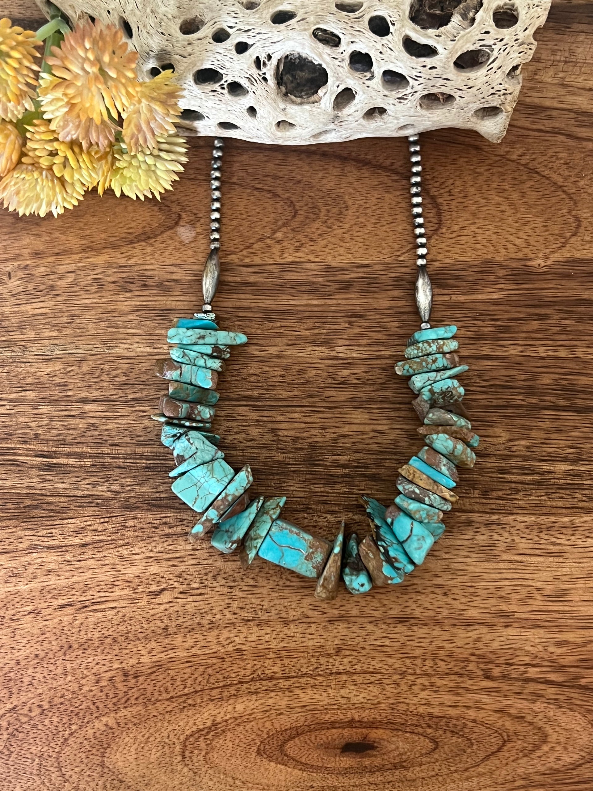 Navajo Made #8 Turquoise & Sterling Silver Necklace