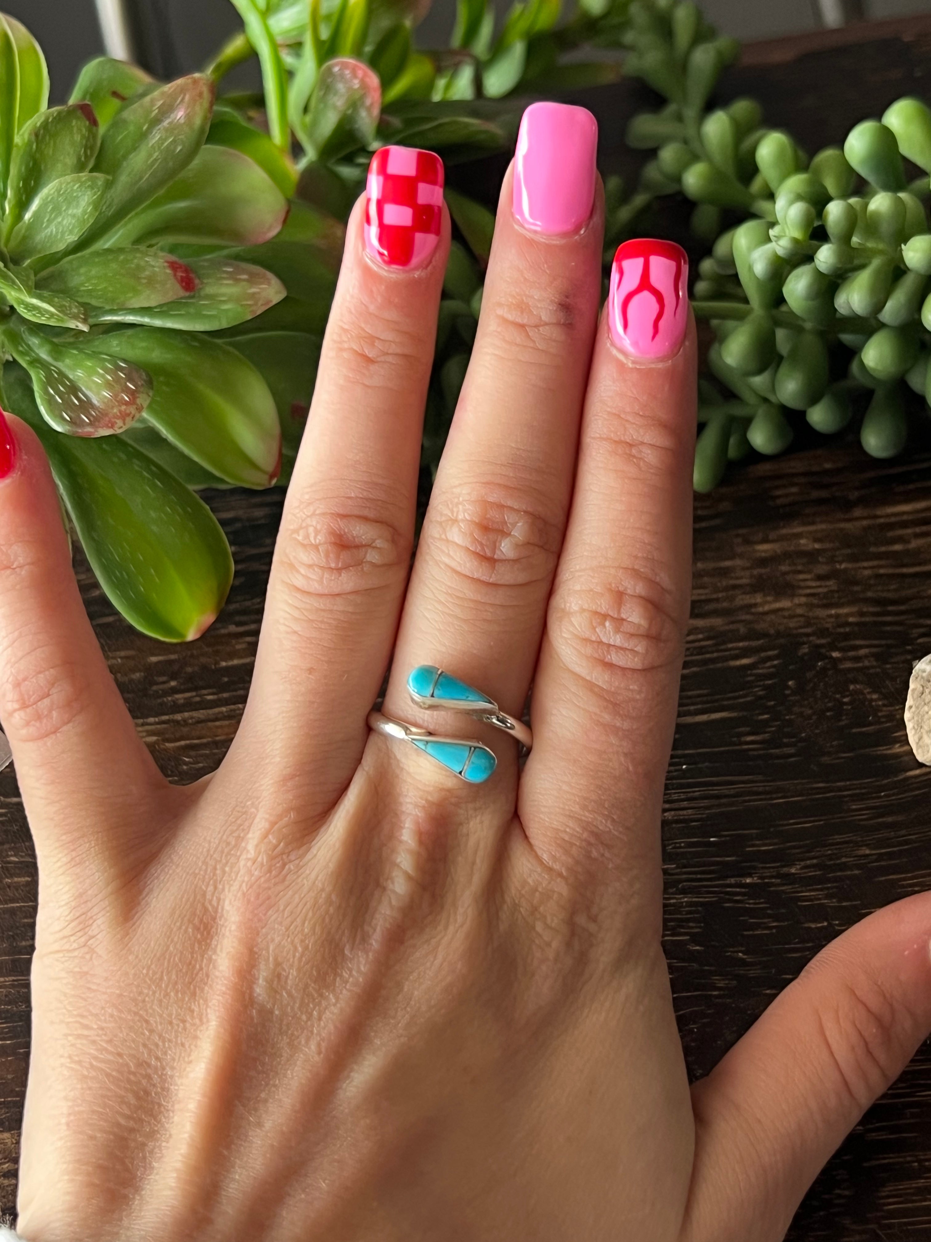 Zuni Made Sterling Silver Adjustable Inlay Ring