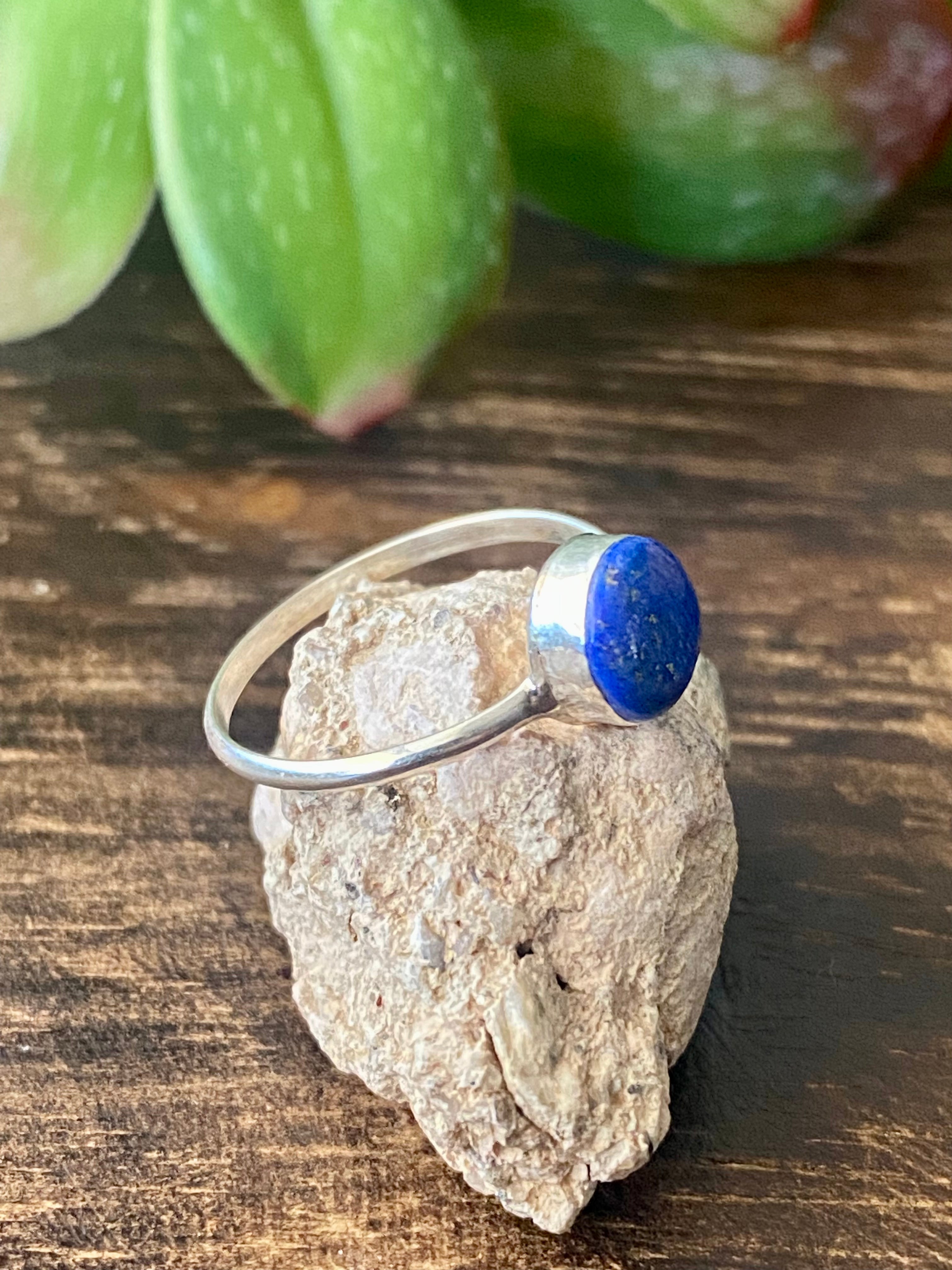 Angie Rosetta Lapis & Sterling Silver Ring Size 5.75