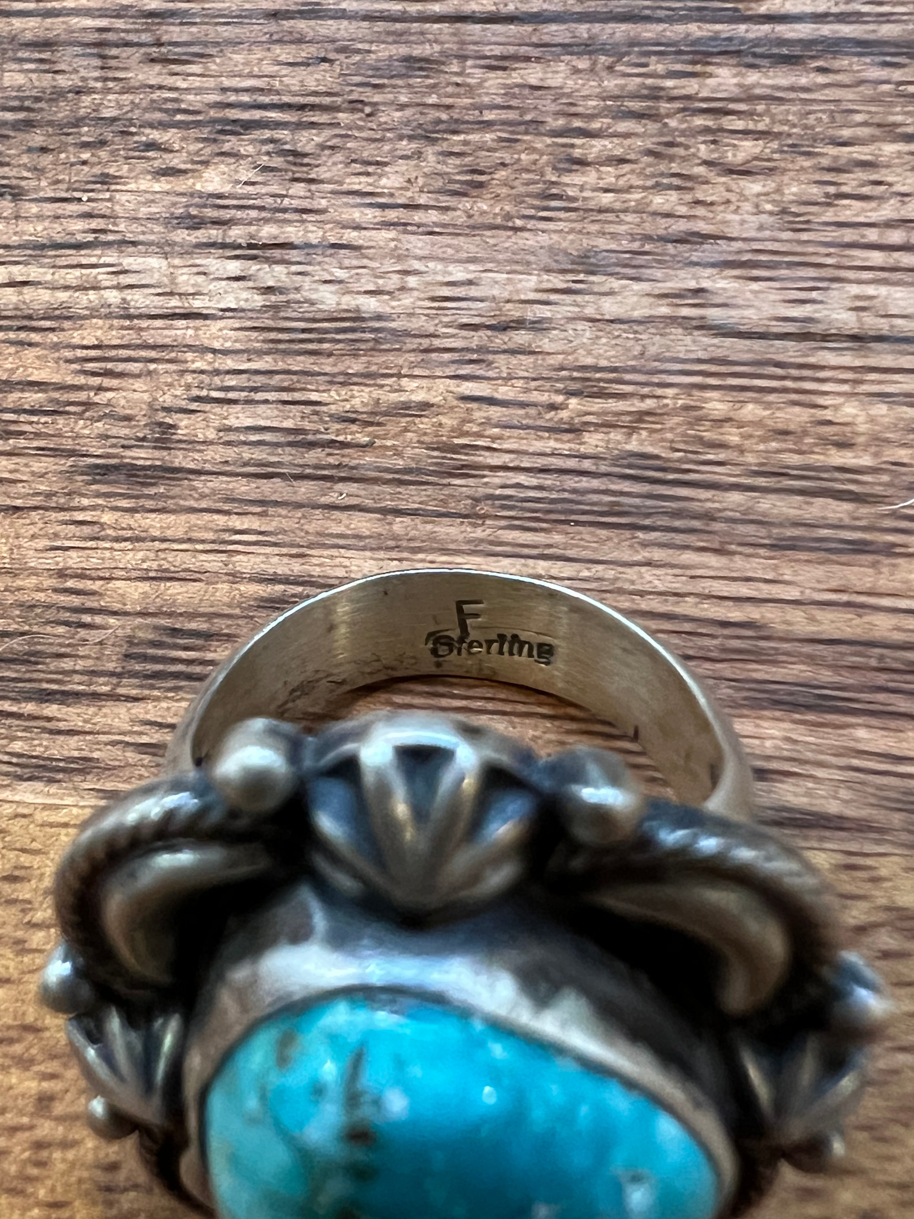 Navajo Kingman Turquoise & Sterling Silver Ring Size 7