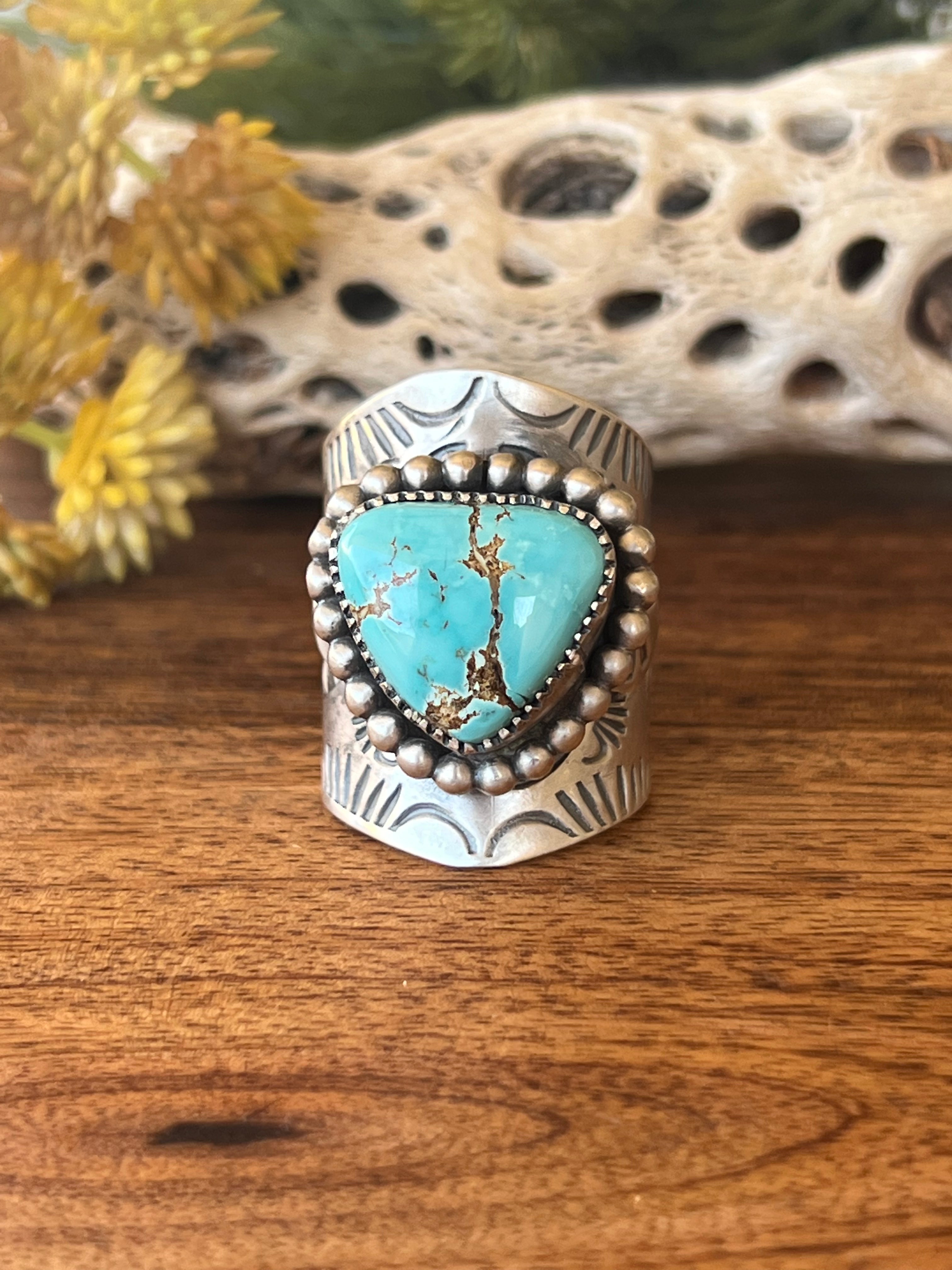 Boyd Ashley Carico Lake Turquoise& Sterling Silver Ring Size 12.75