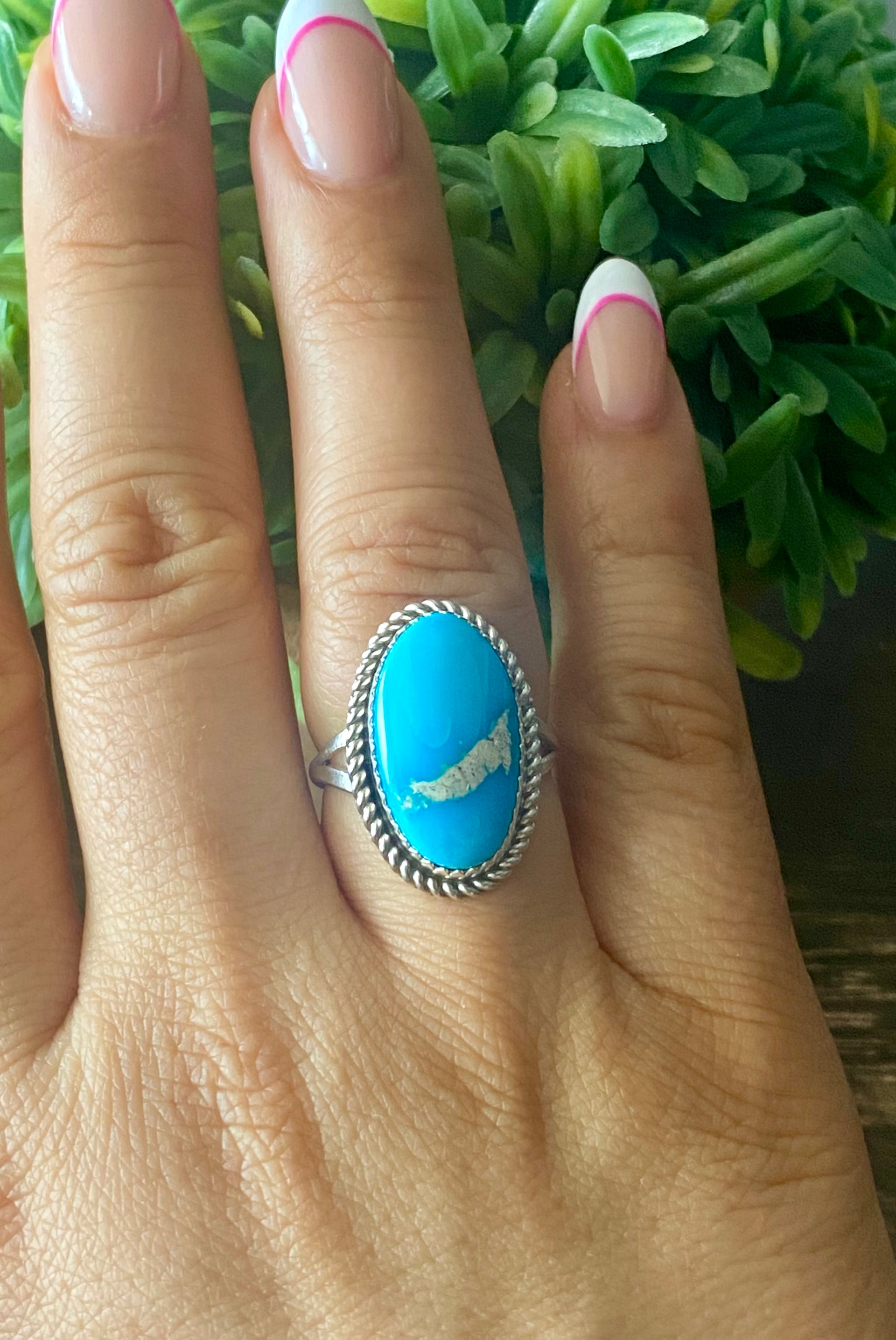 Reda Galvan South Hill Turquoise & Sterling Silver Ring Size 8.25