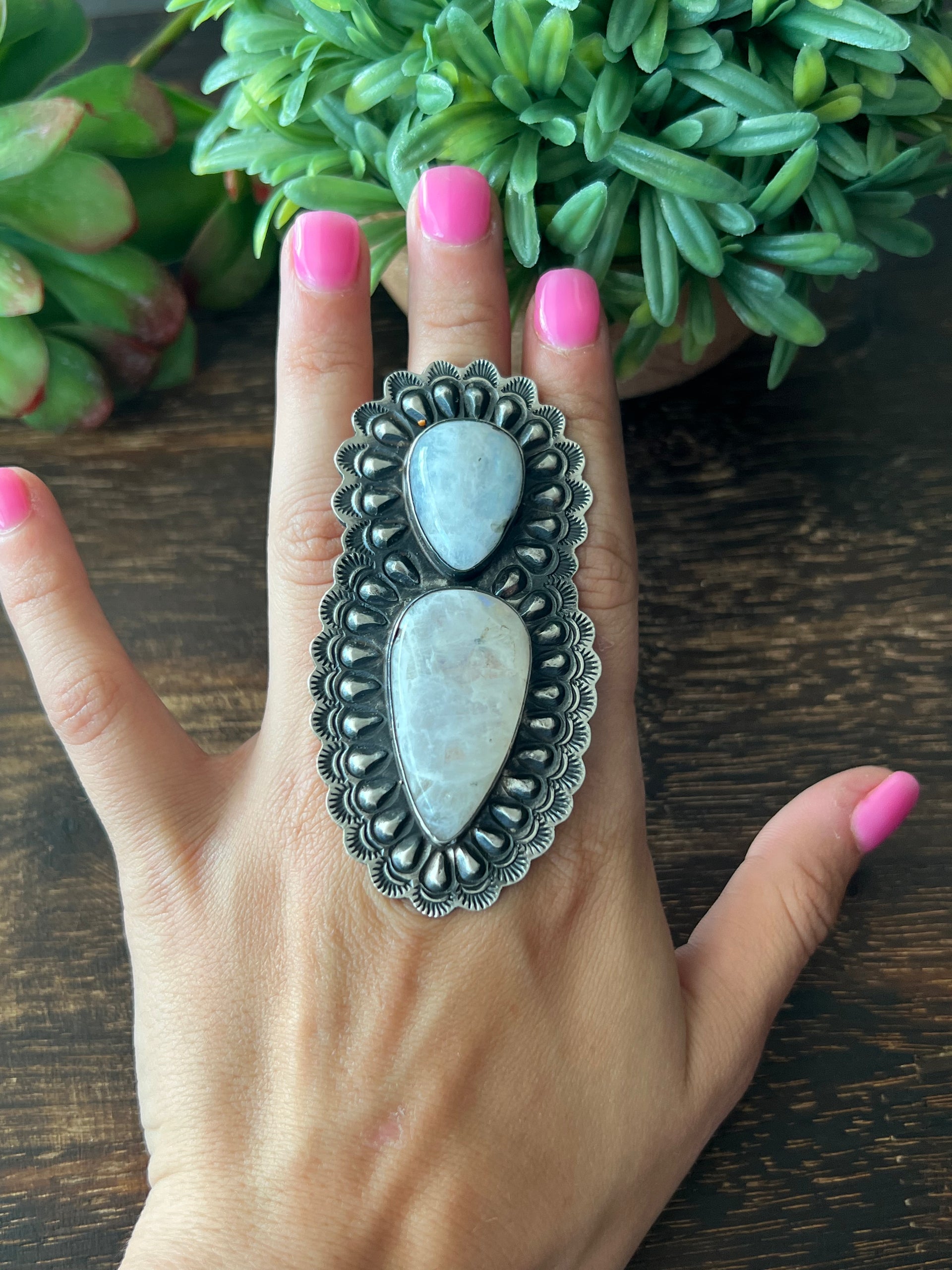 Shawn Cayatineto Moon Stone & Sterling Silver Ring Size 8