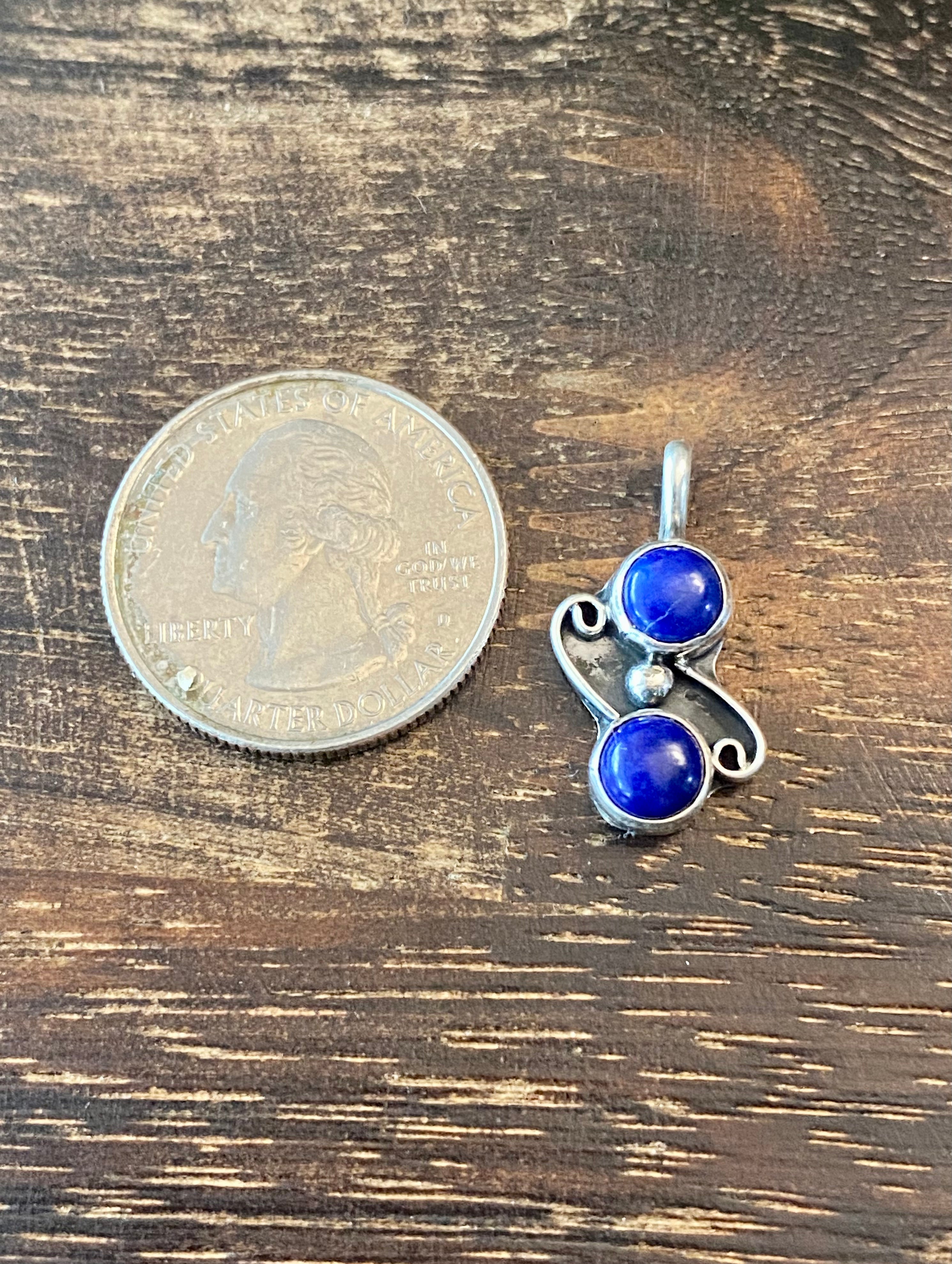 Navajo Made Lapis & Sterling Silver Pendant