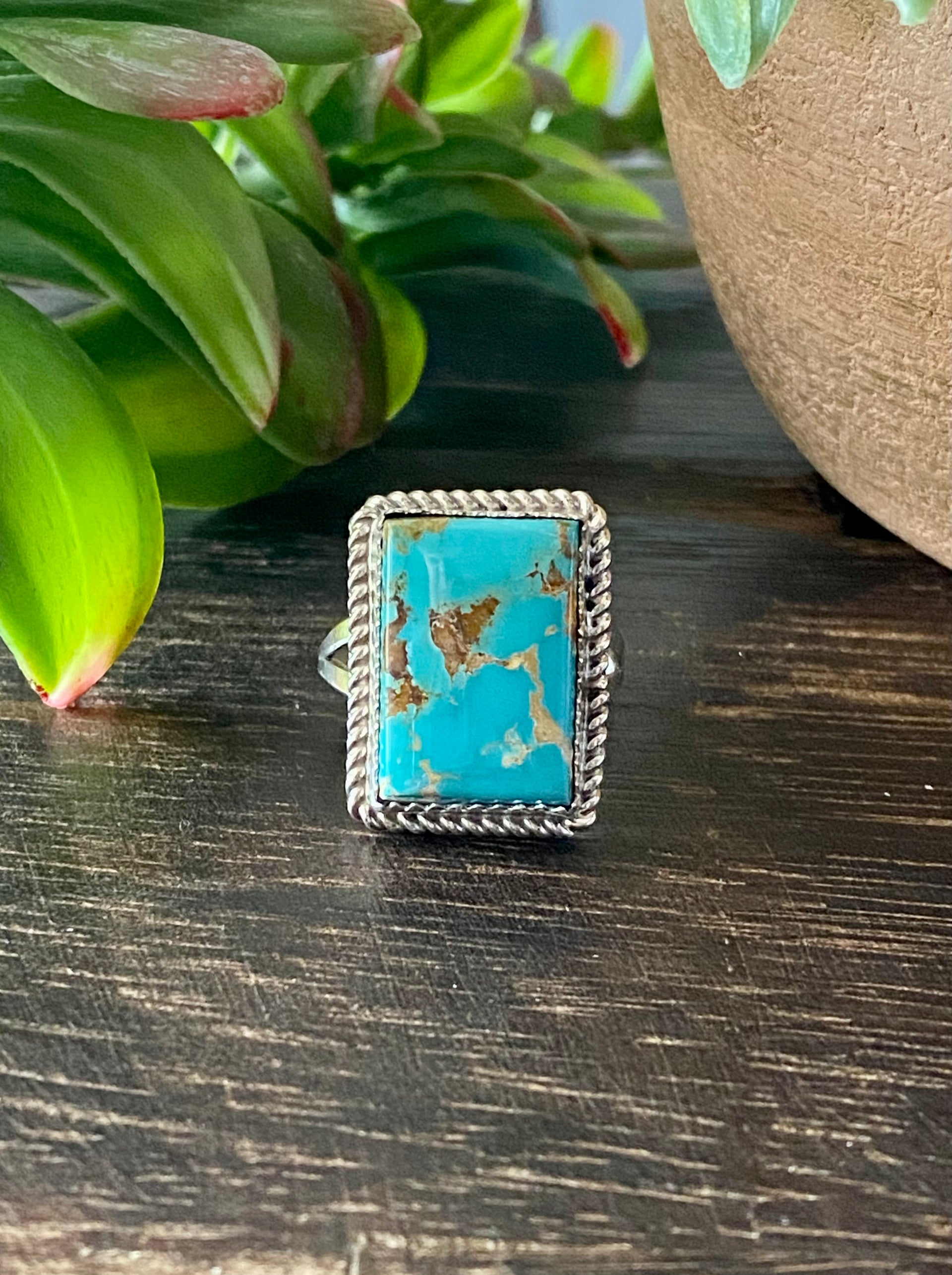 Reda Galvan Royston Turquoise & Sterling Silver Ring Size 8