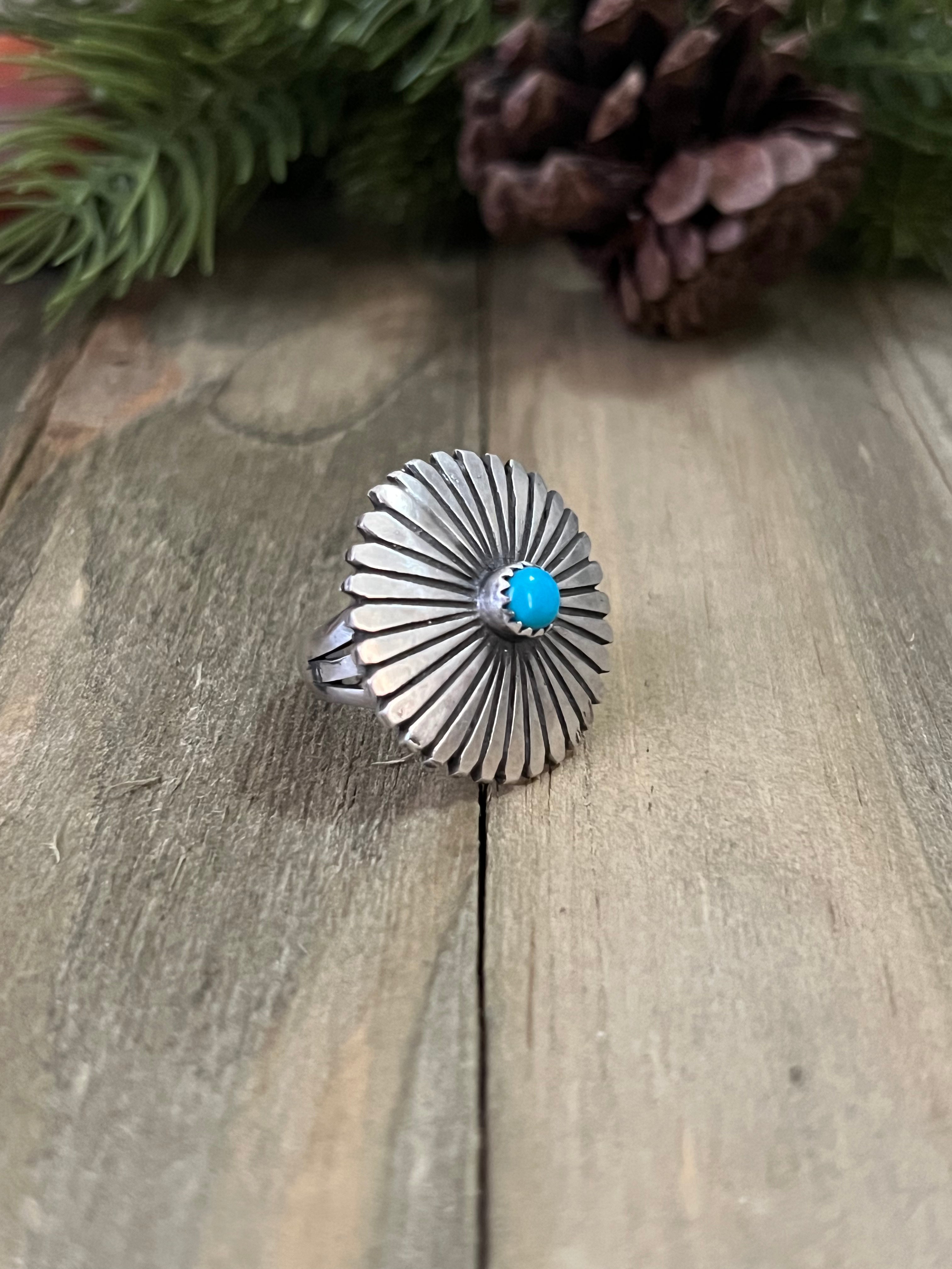 Navajo Made Kingman Turquoise & Sterling Silver Ring