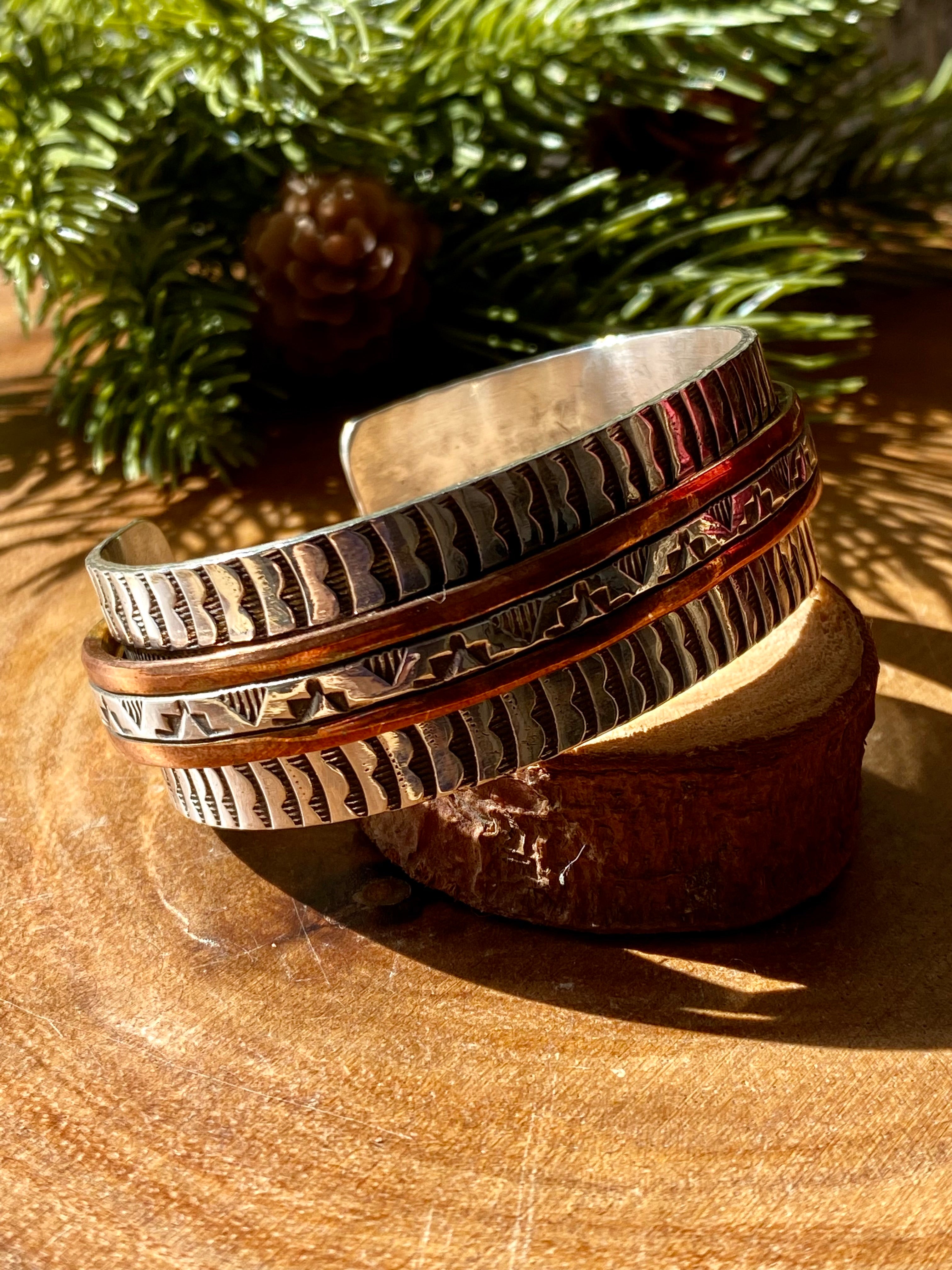 Navajo Made Copper & Sterling Silver Cuff Bracelet