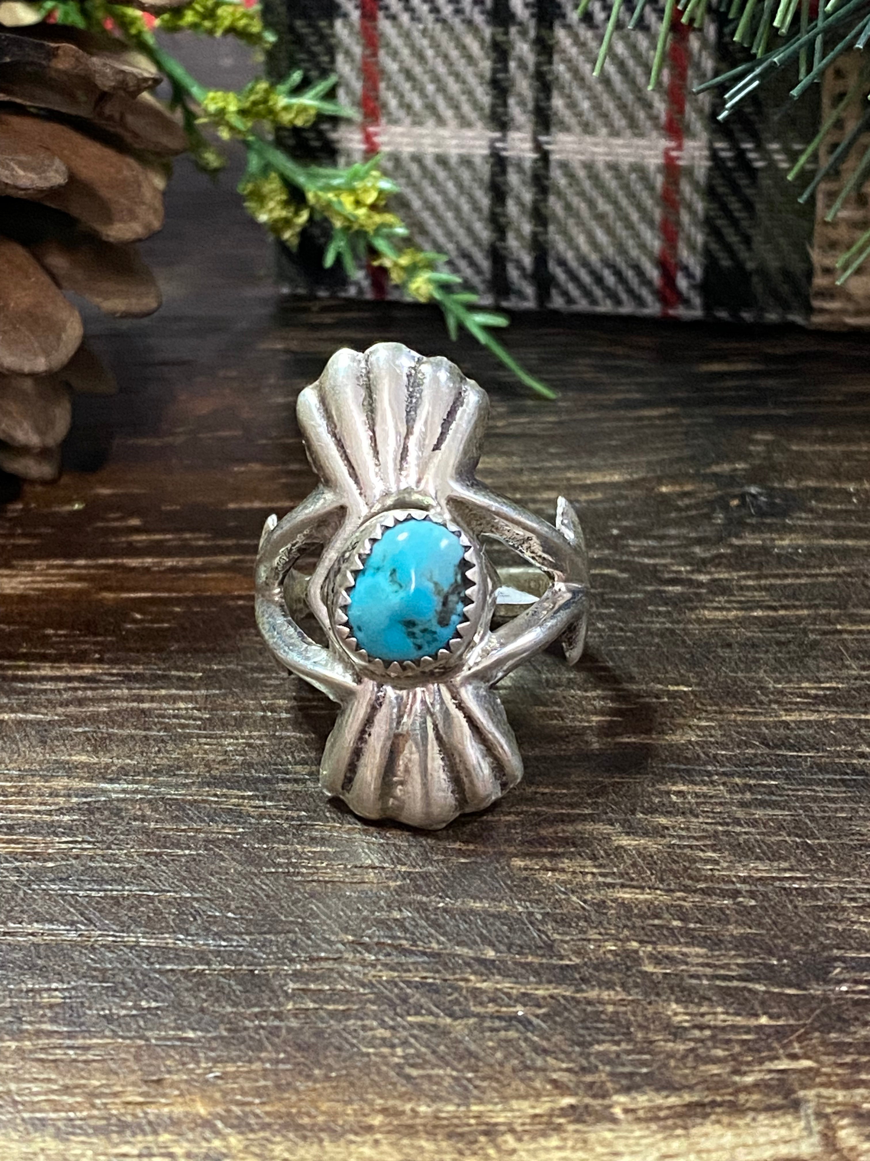 Tonya Yazzie Kingman Turquoise & Sterling Silver Ring Size 9