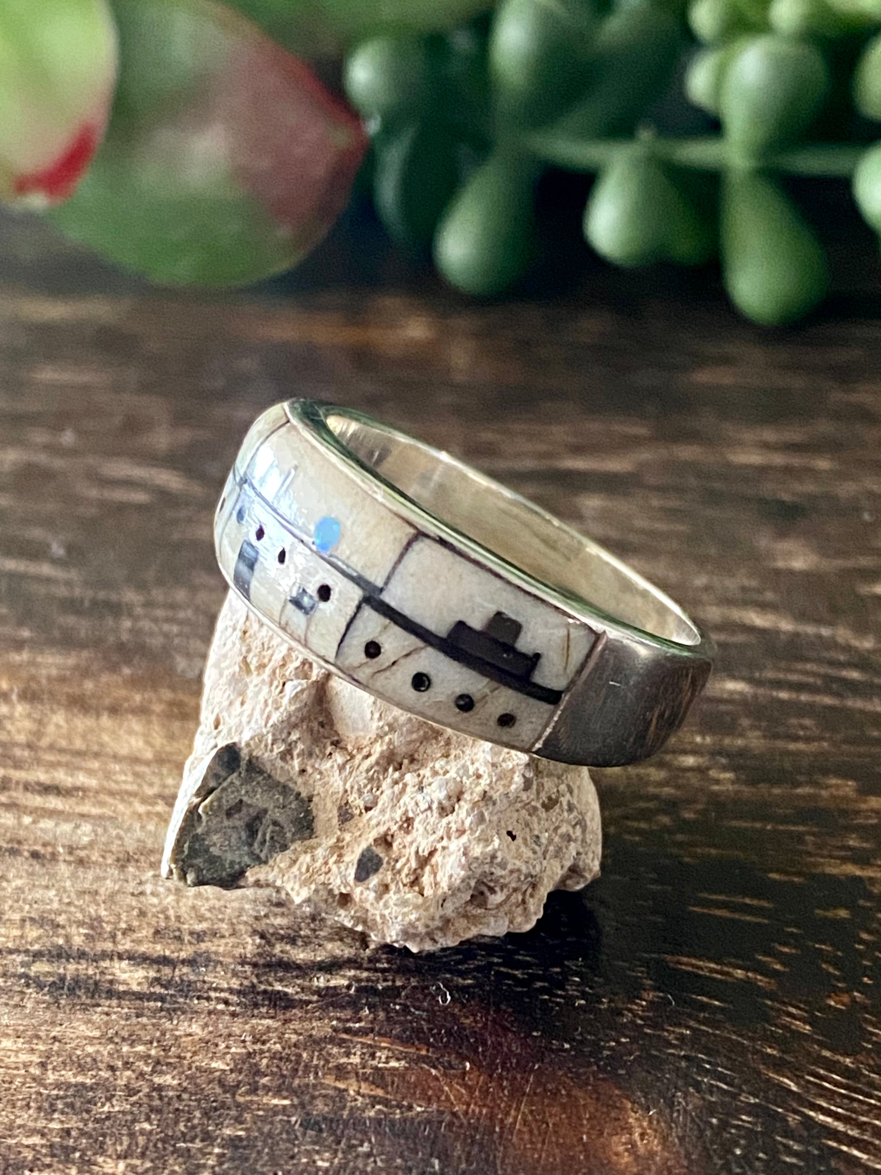 Southwest Handmade Multi Stone & Sterling Silver Inlay Adobe Rings