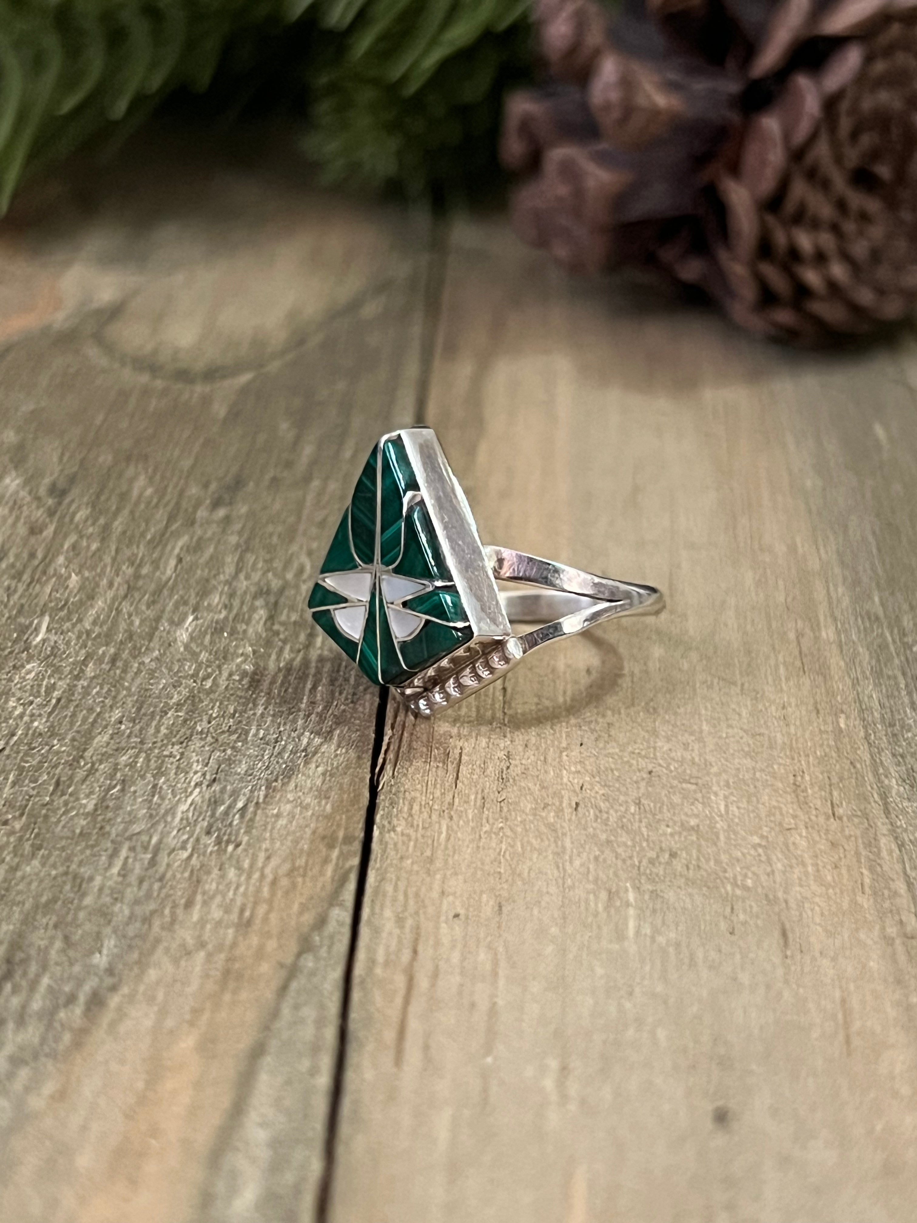 Zuni Made Multi Stone & Sterling Silver Inlay Ring