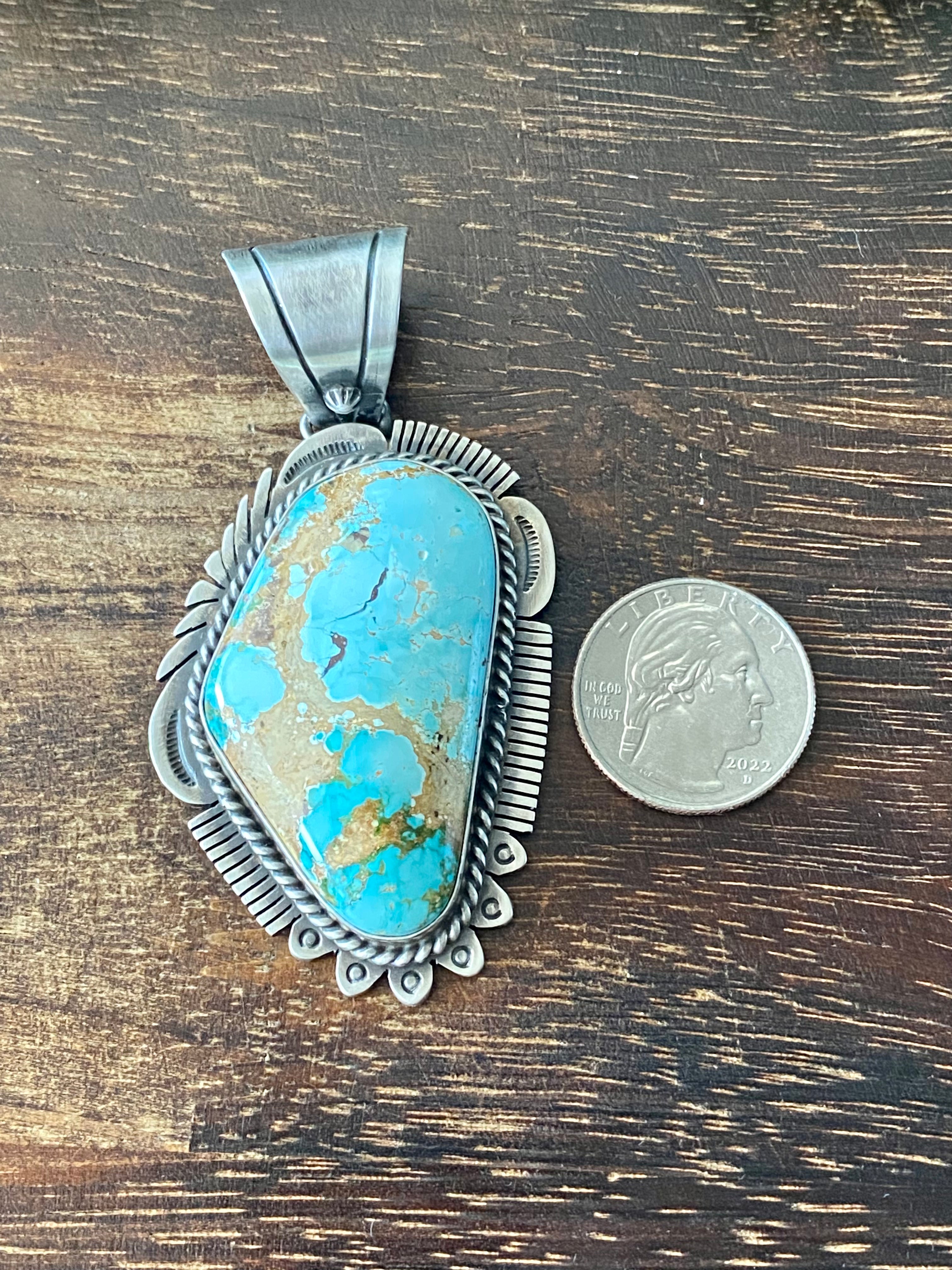 Russell Sam High Grade Royston Turquoise & Sterling Silver Pendant