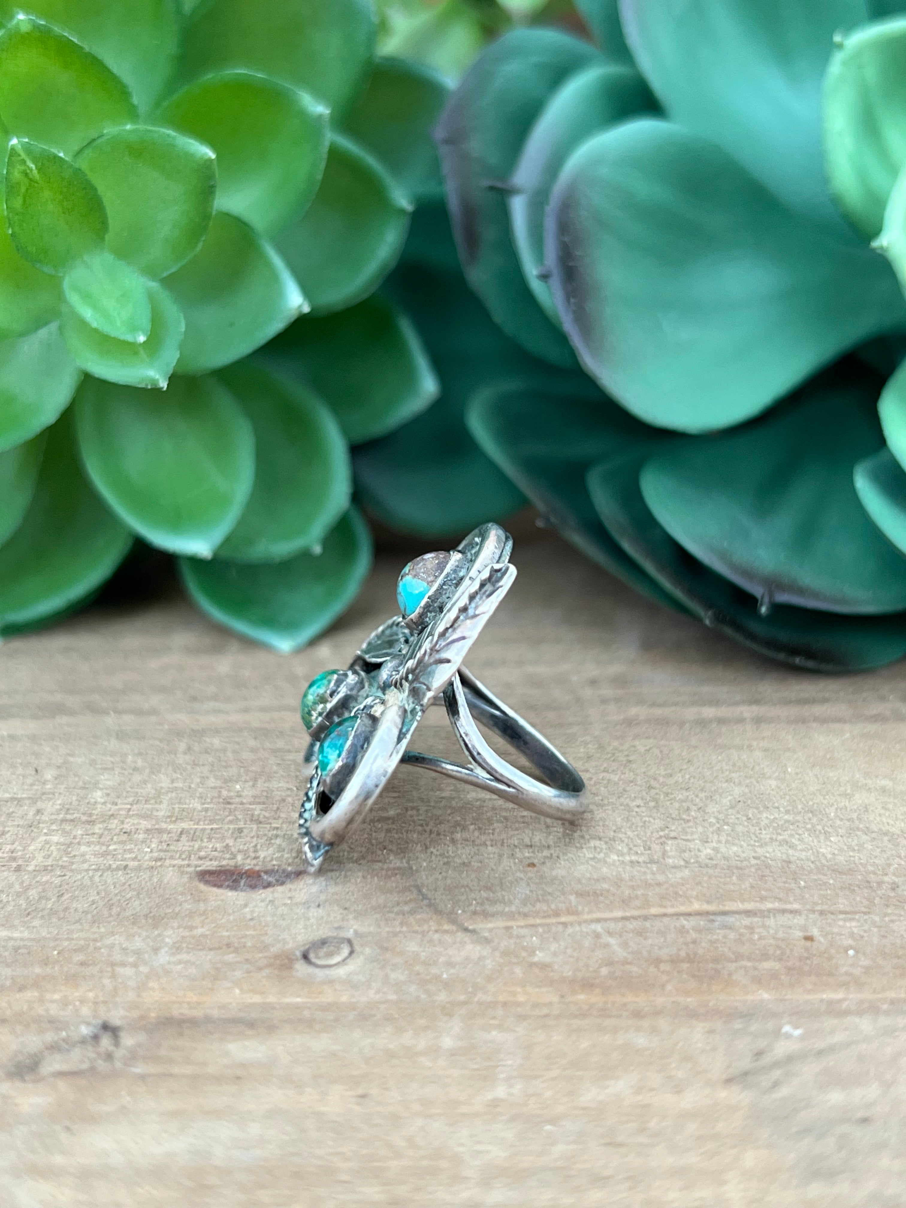 Navajo Turquoise & Sterling Silver Ring Size 6.5