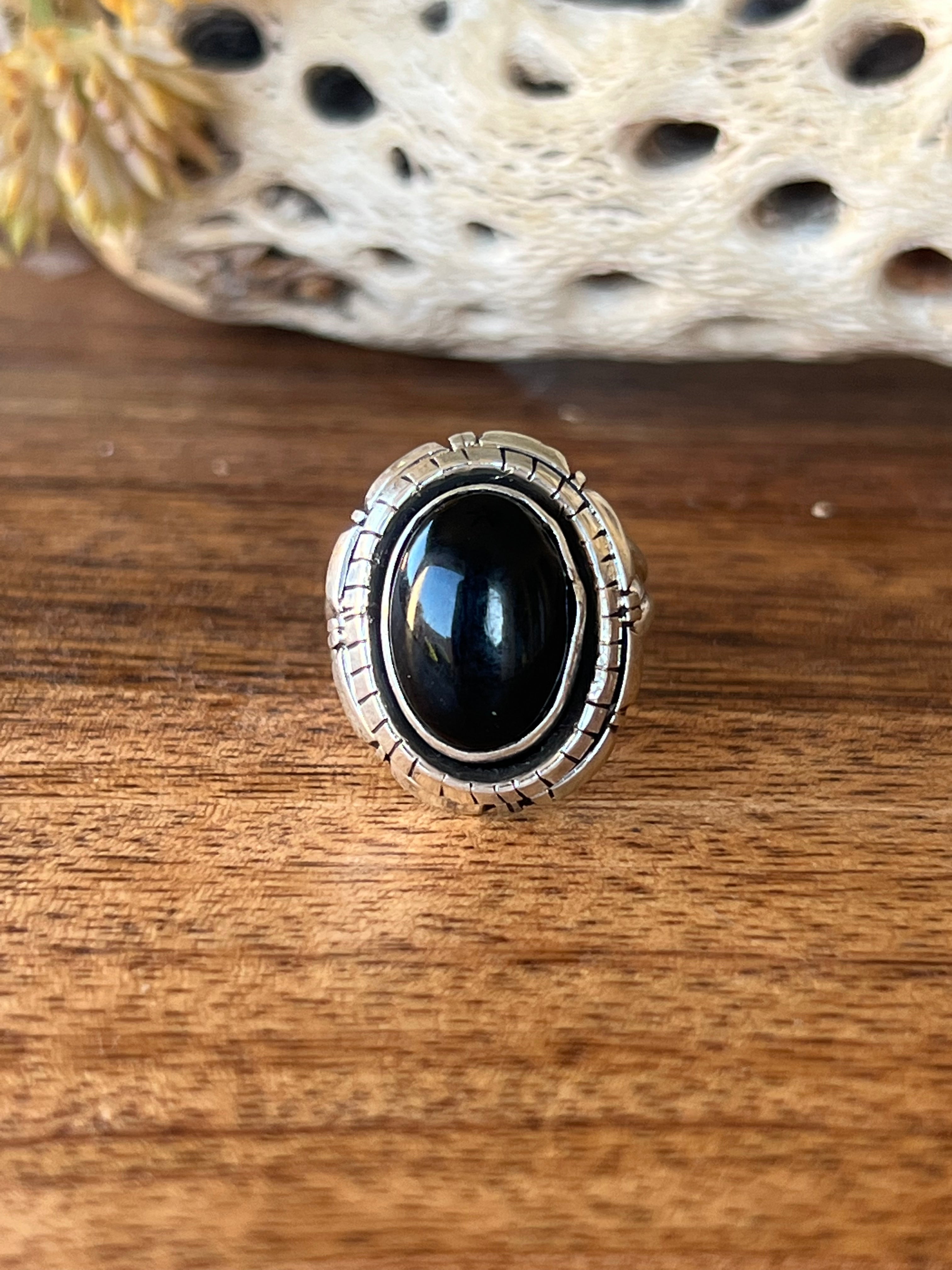 Navajo Made Onyx Ring Size 6