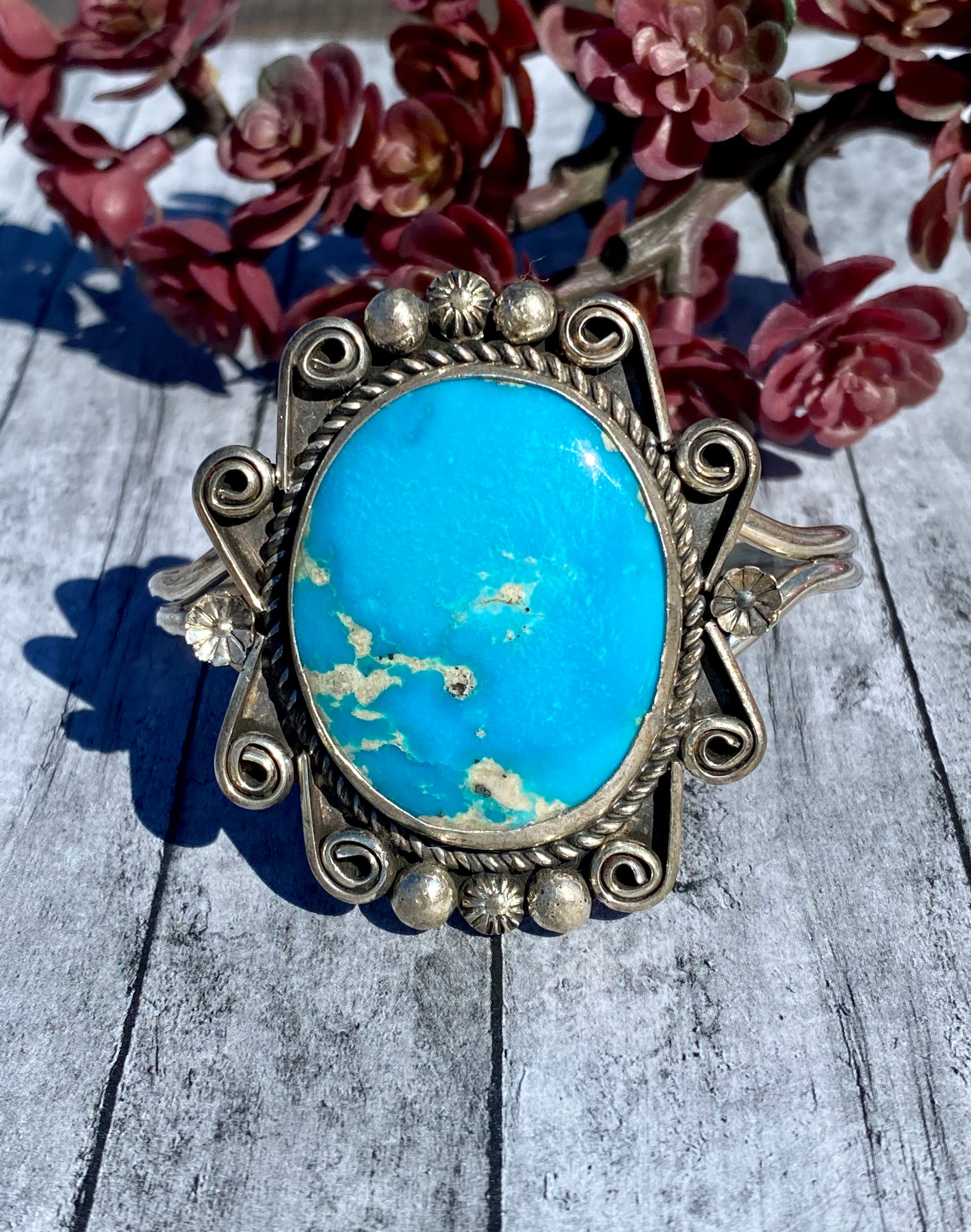 Damian Cotton Kingman Turquoise & Sterling Silver Cuff Bracelet