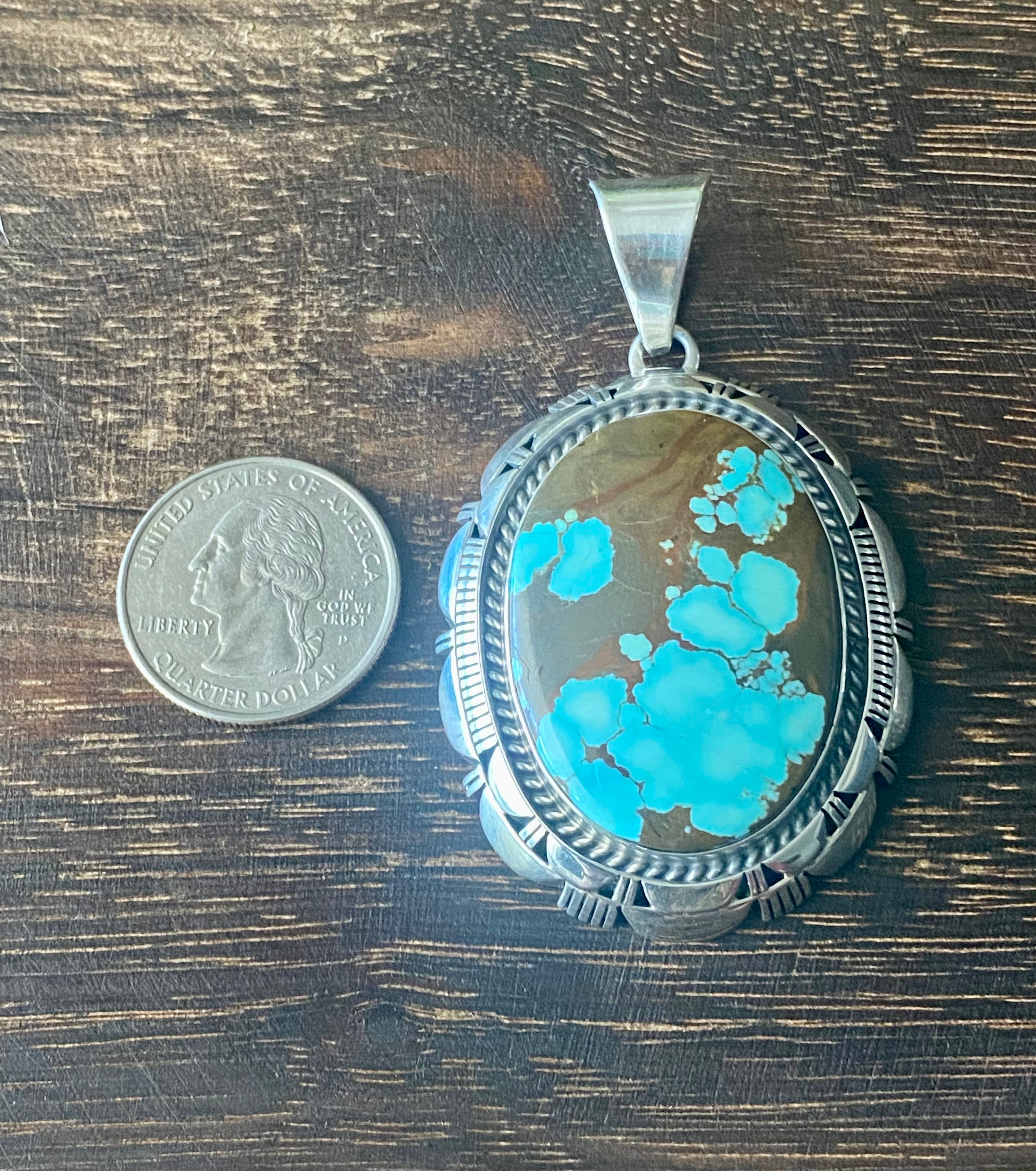 Larry Moses Yazzie #8 Turquoise & Sterling Silver Pendant