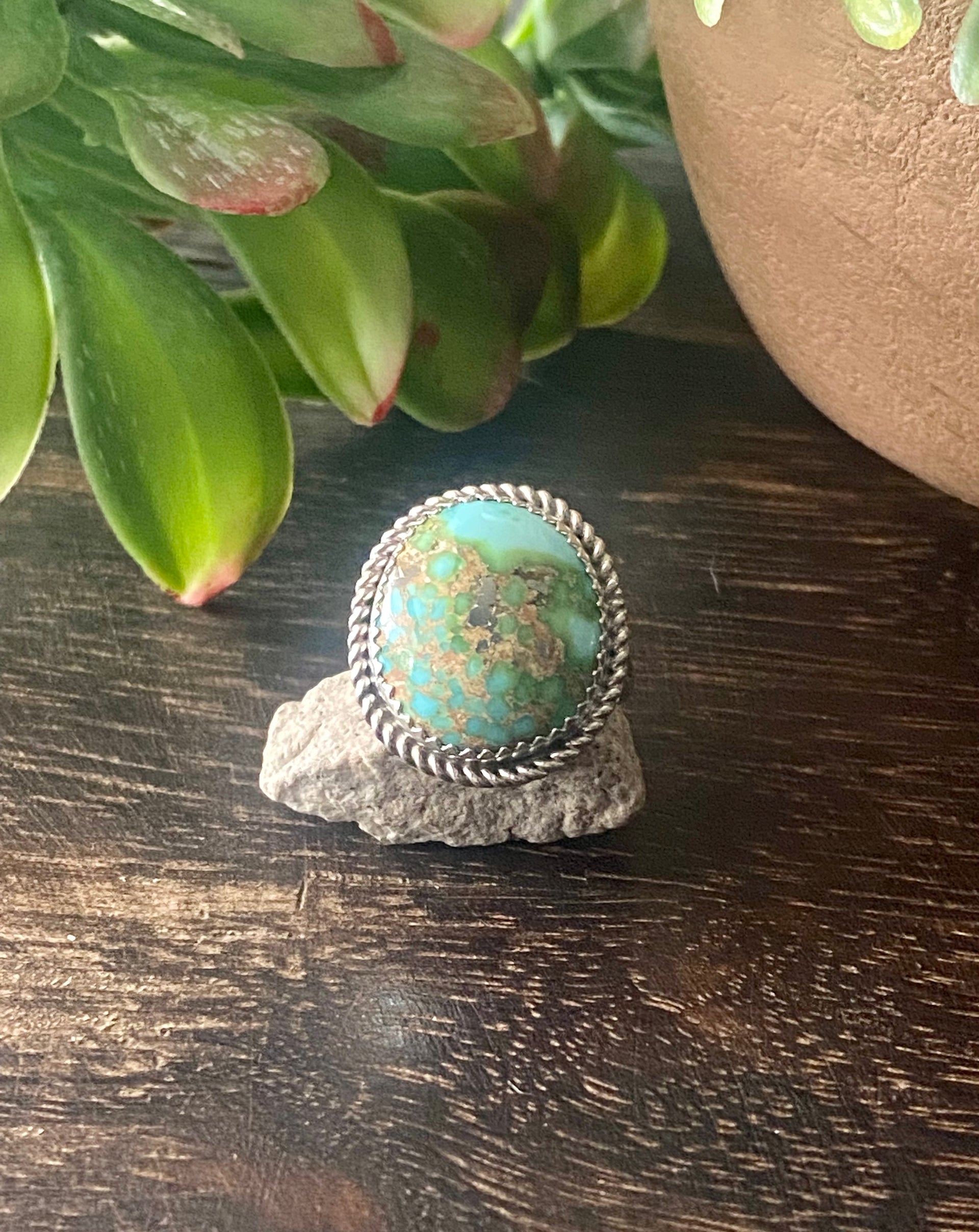 Reda Galvan Sonoran Mountain Turquoise & Sterling Silver Ring Size 8.5