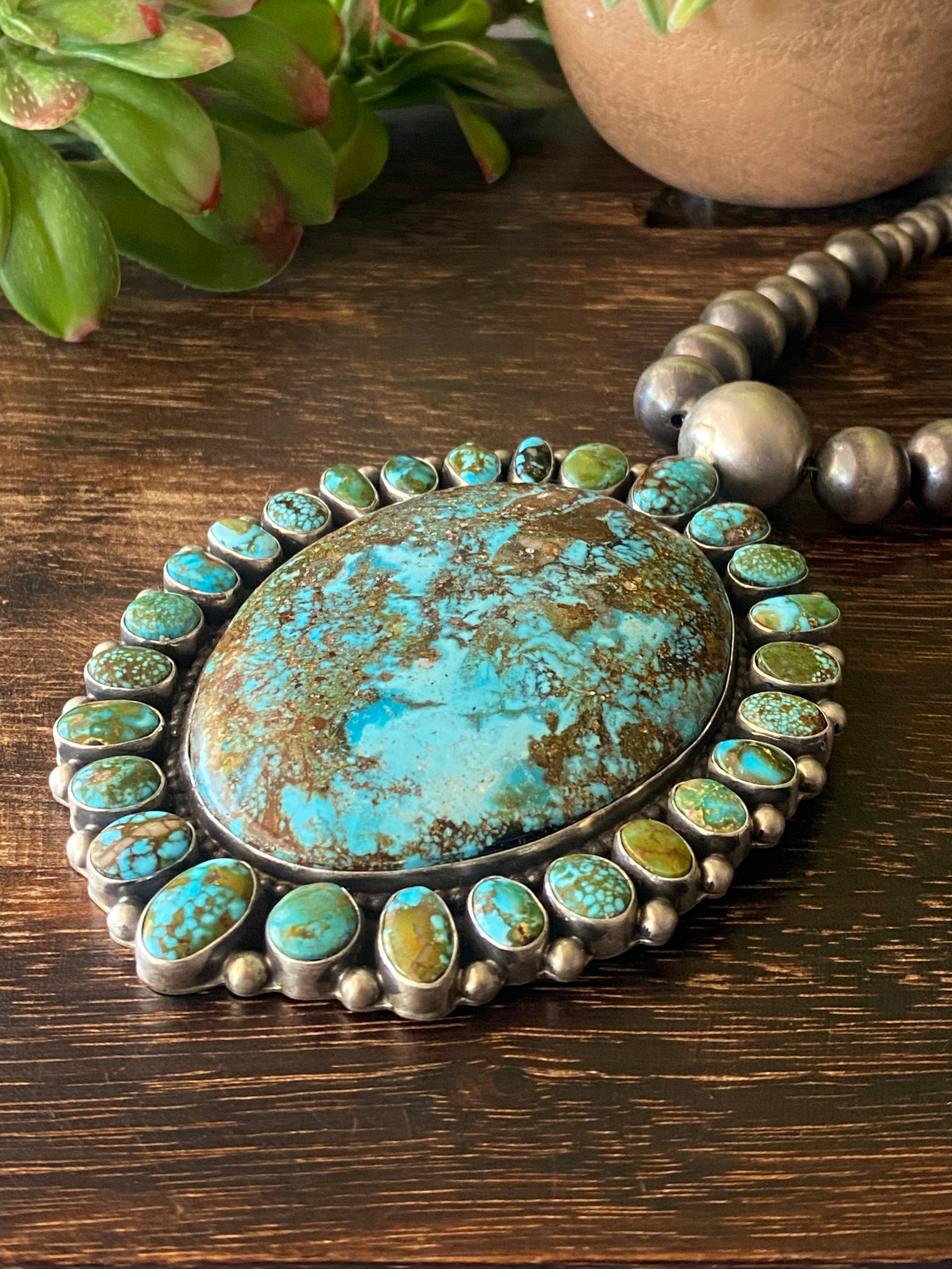 Kathleen Chavez High Grade Kingman Turquoise & Sterling Silver Mega Necklace