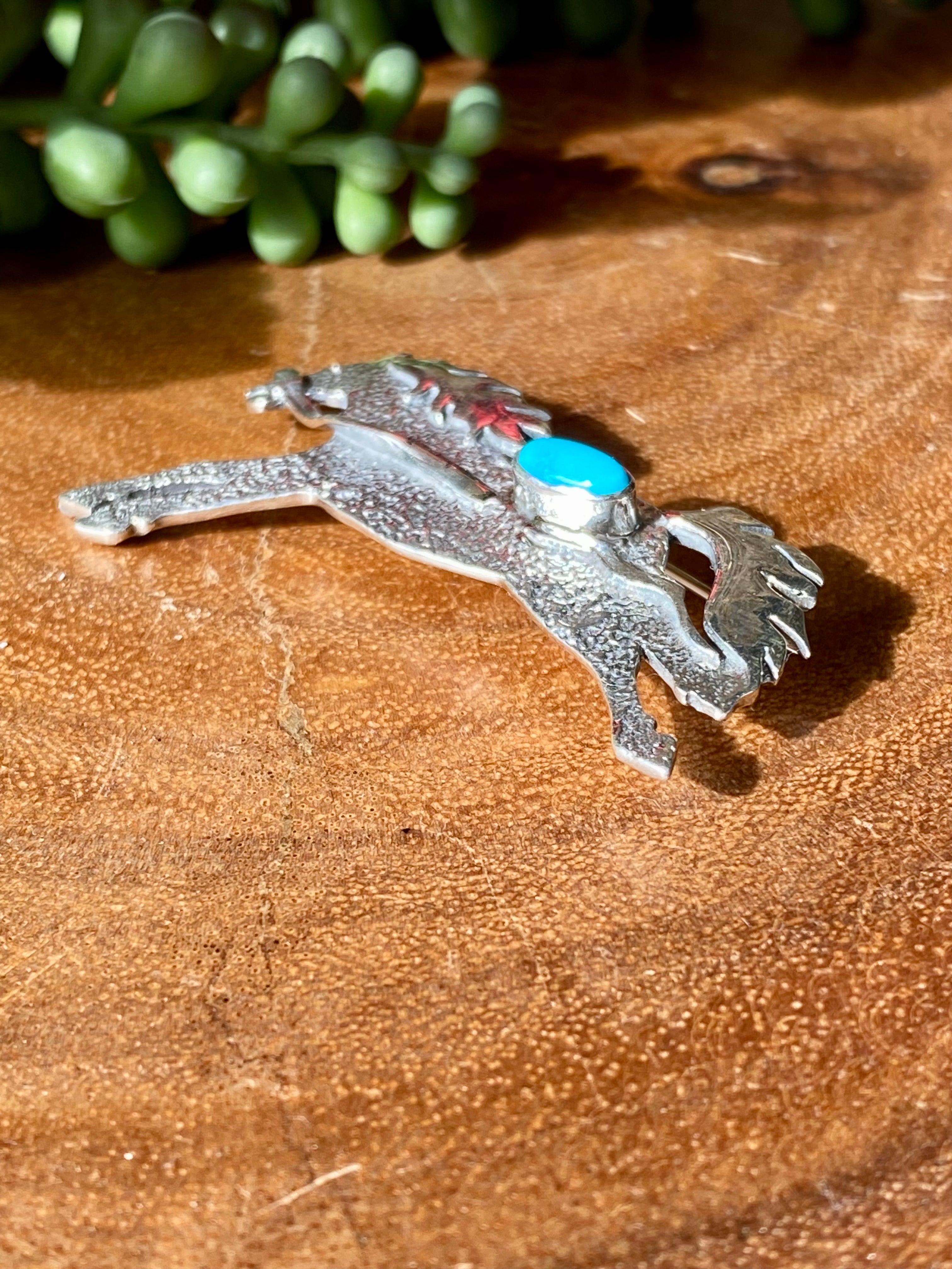 Elouise Kee Kingman Turquoise & Sterling Silver Horse Pin