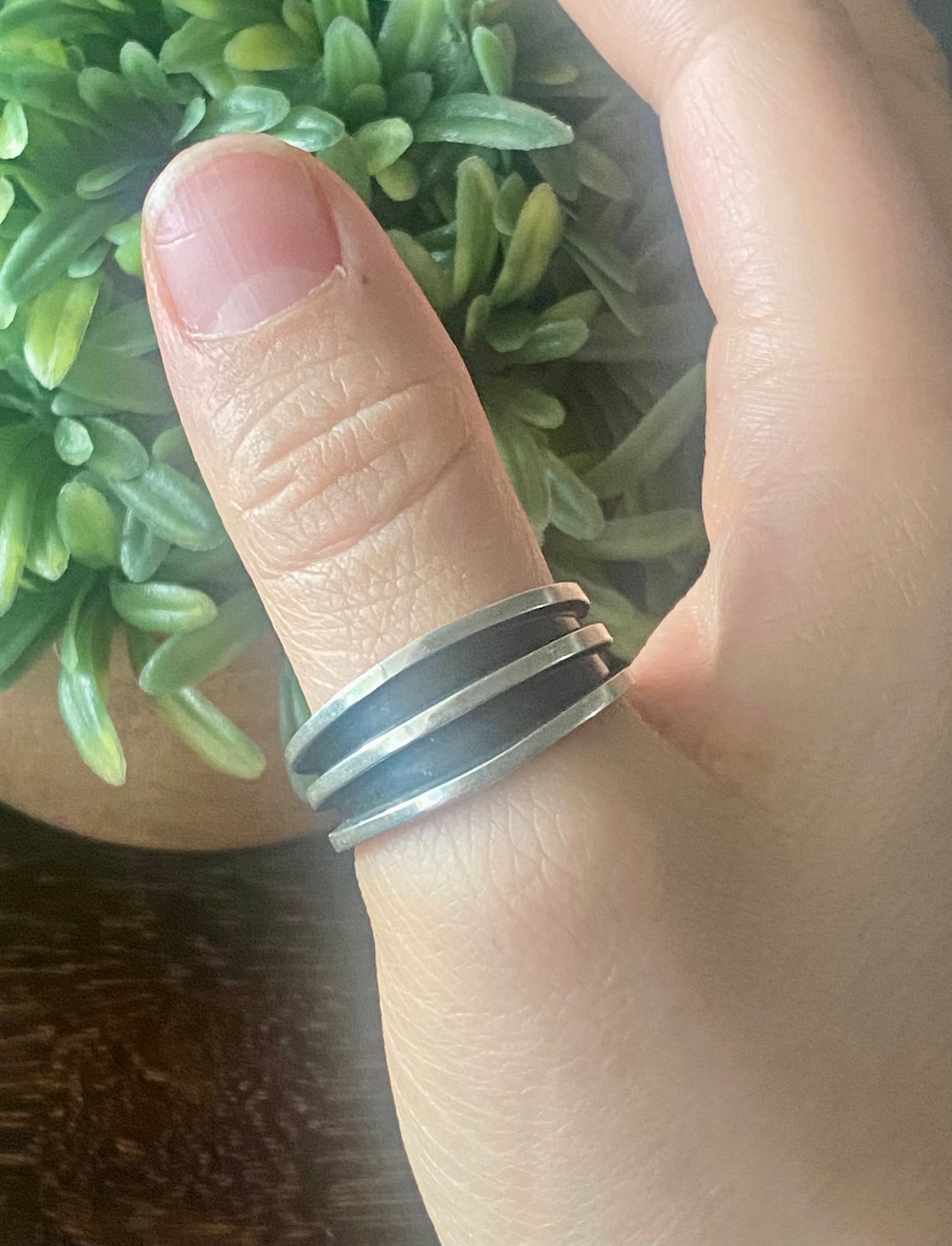 Tom Hawk Sterling Silver Overlay Ring Size 12.5
