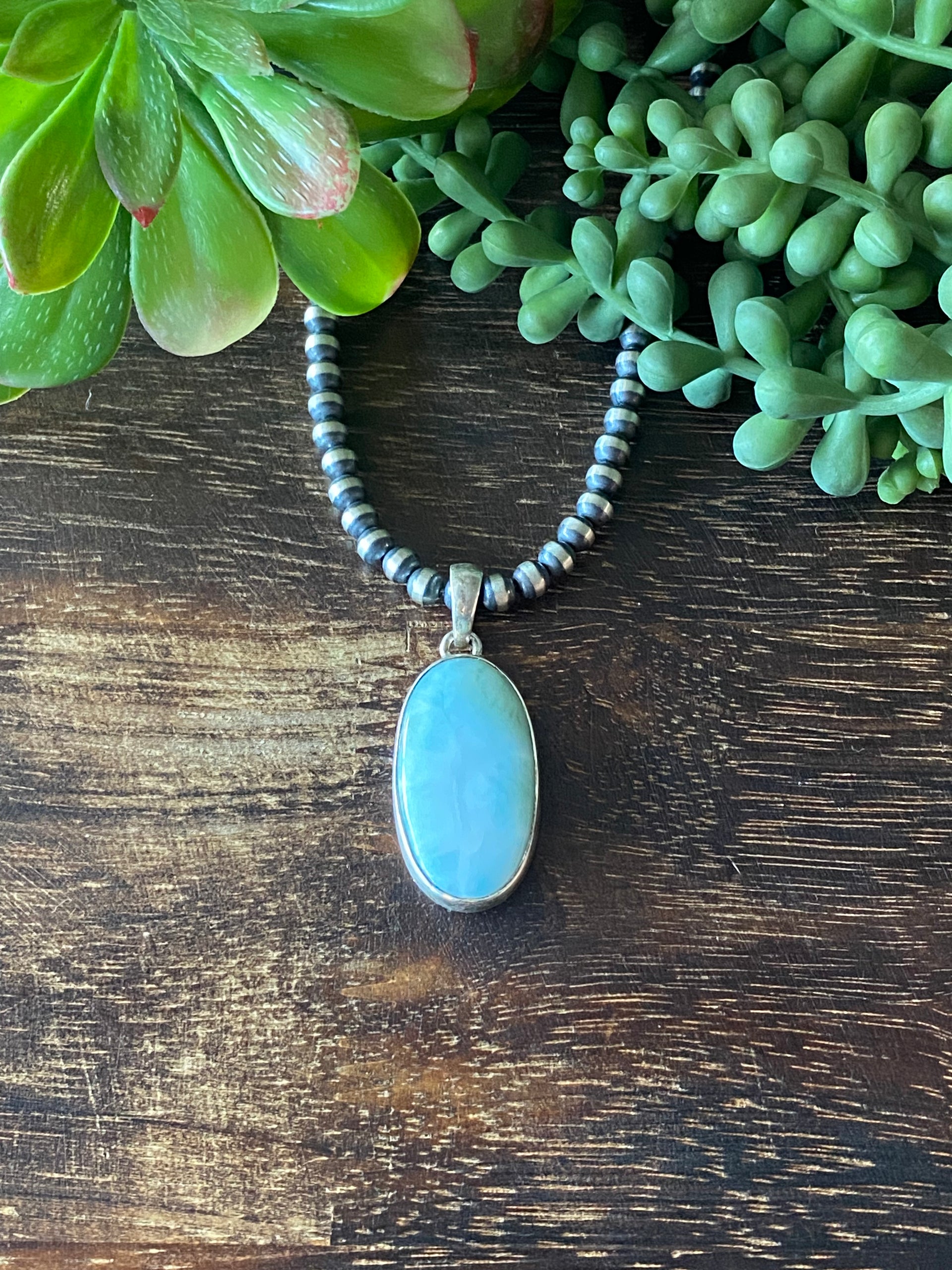 Southwest Larimar & Sterling Silver Pendant