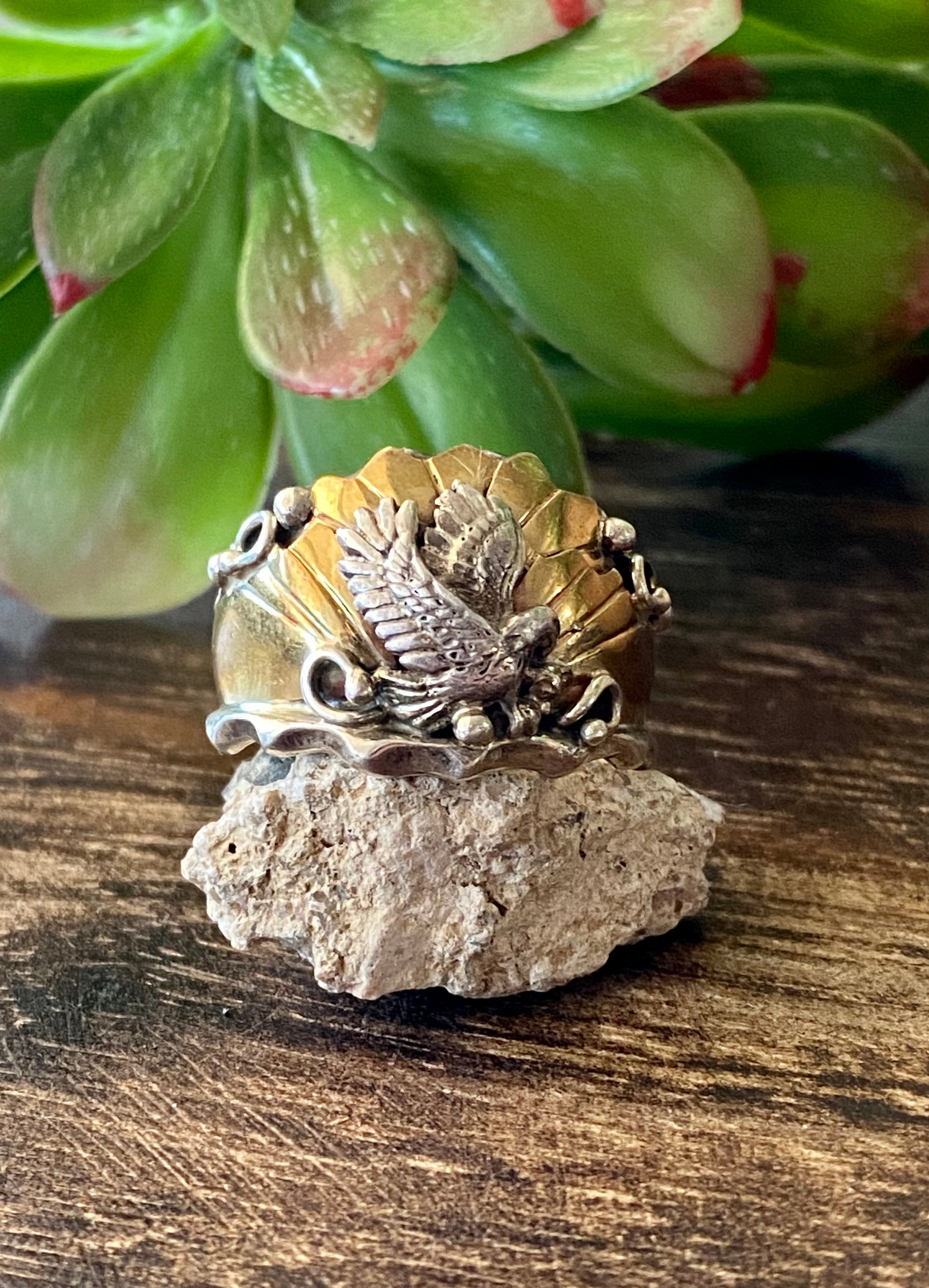 Navajo Made Sterling Silver Men’s Eagle Ring Size 11.75