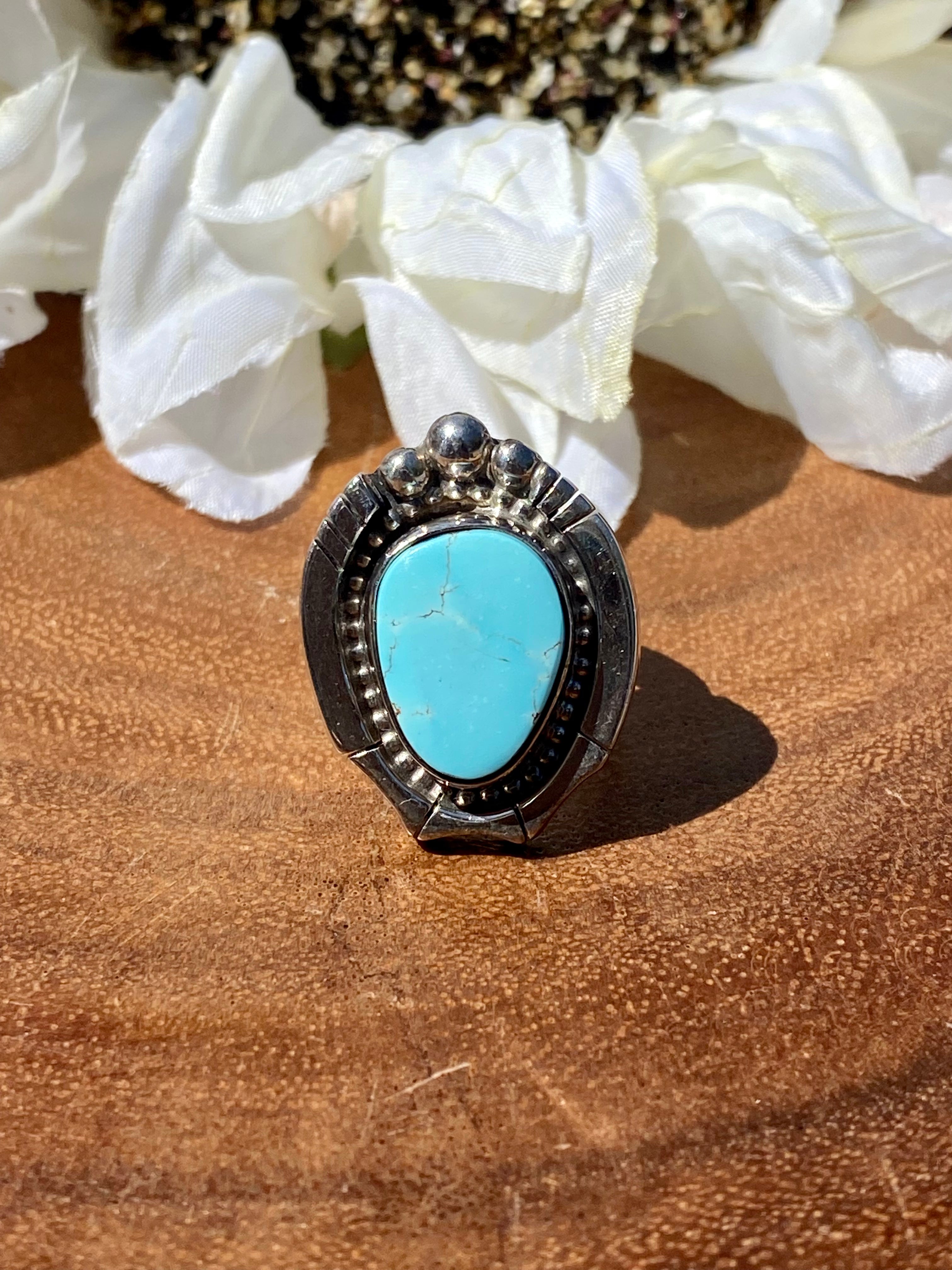 Sheila Becenti Royston Turquoise & Sterling Silver Ring Size 5.75