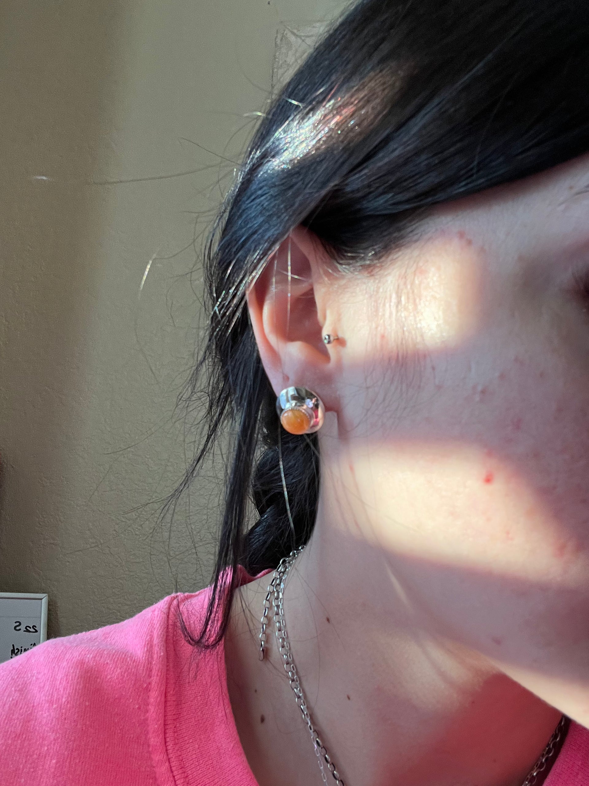 Navajo Made Spiny Oyster & Sterling Silver Post Earrings