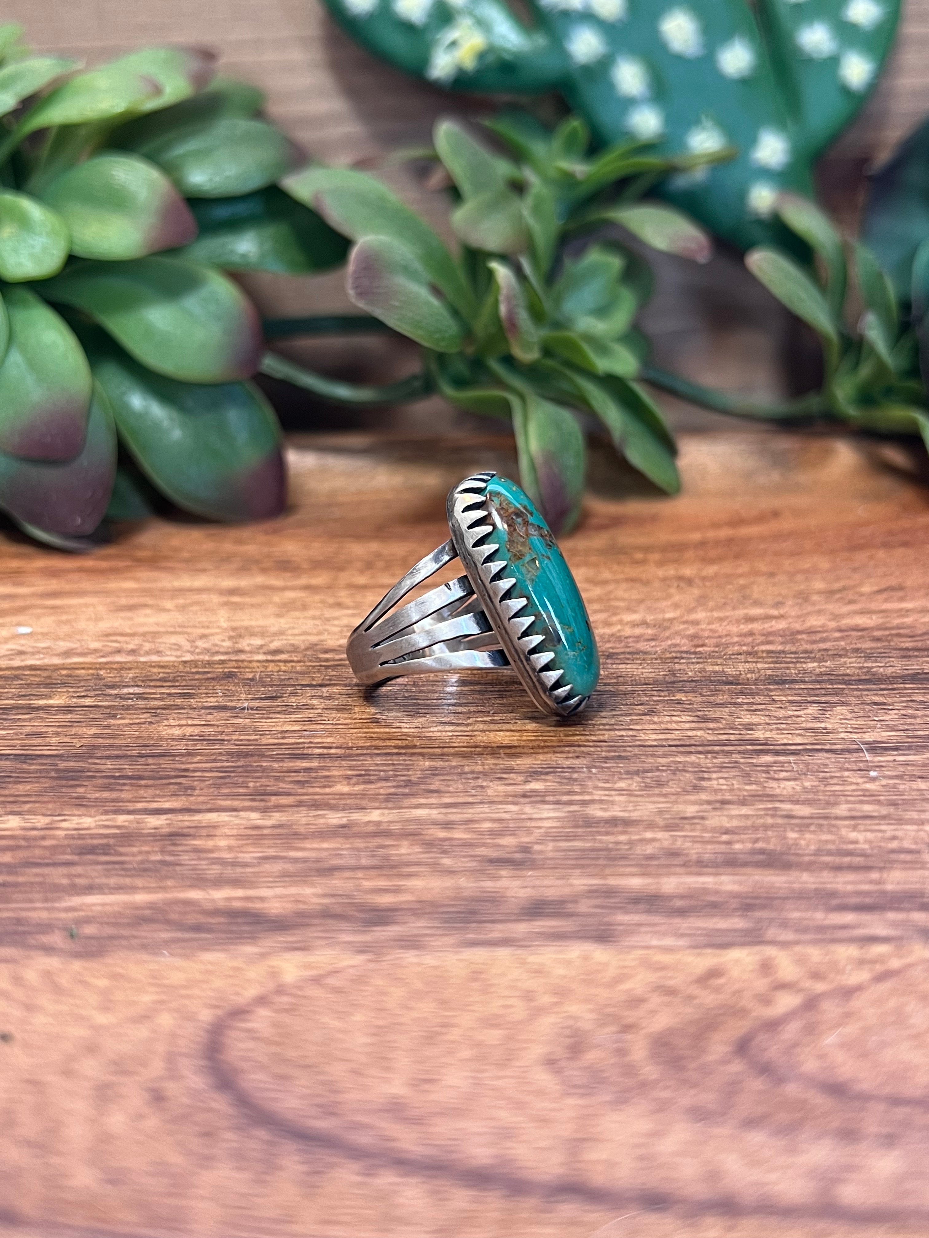 Navajo Turquoise & Sterling Silver Ring Size 9