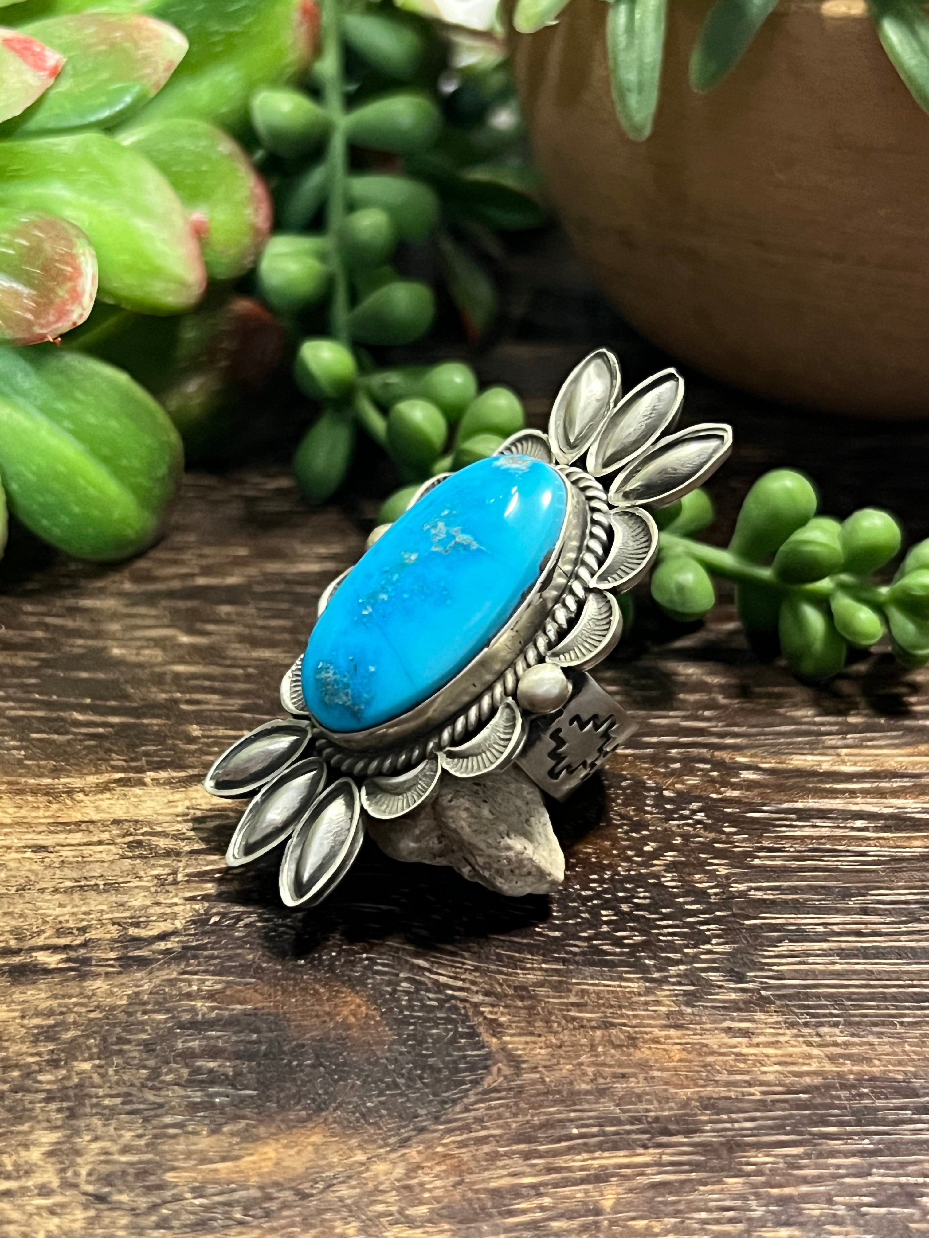 Alex Sanchez Blue Bird Turquoise & Sterling Silver Adjustable Ring