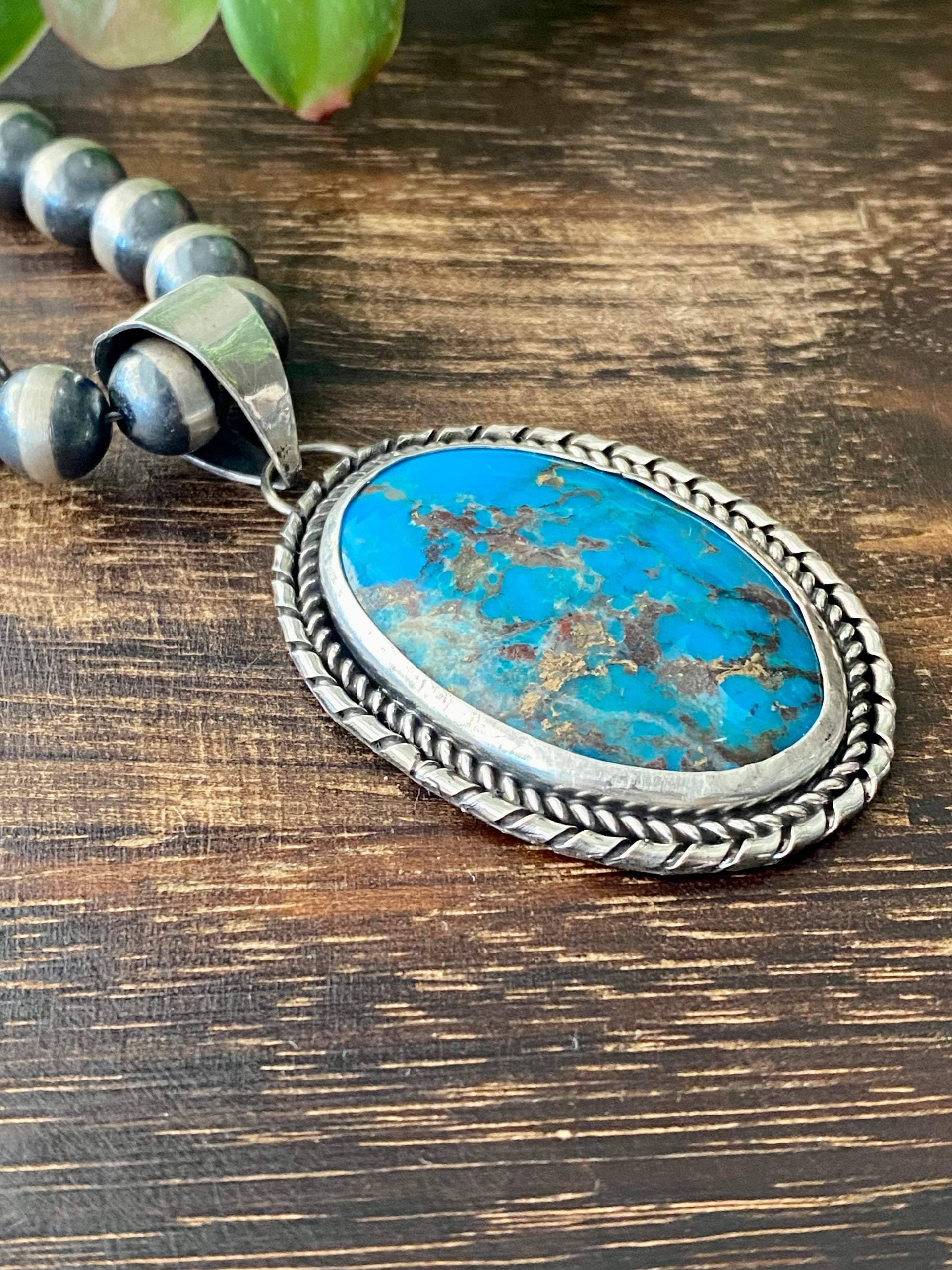 Damian Cotton Persian Turquoise & Sterling Silver Pendant