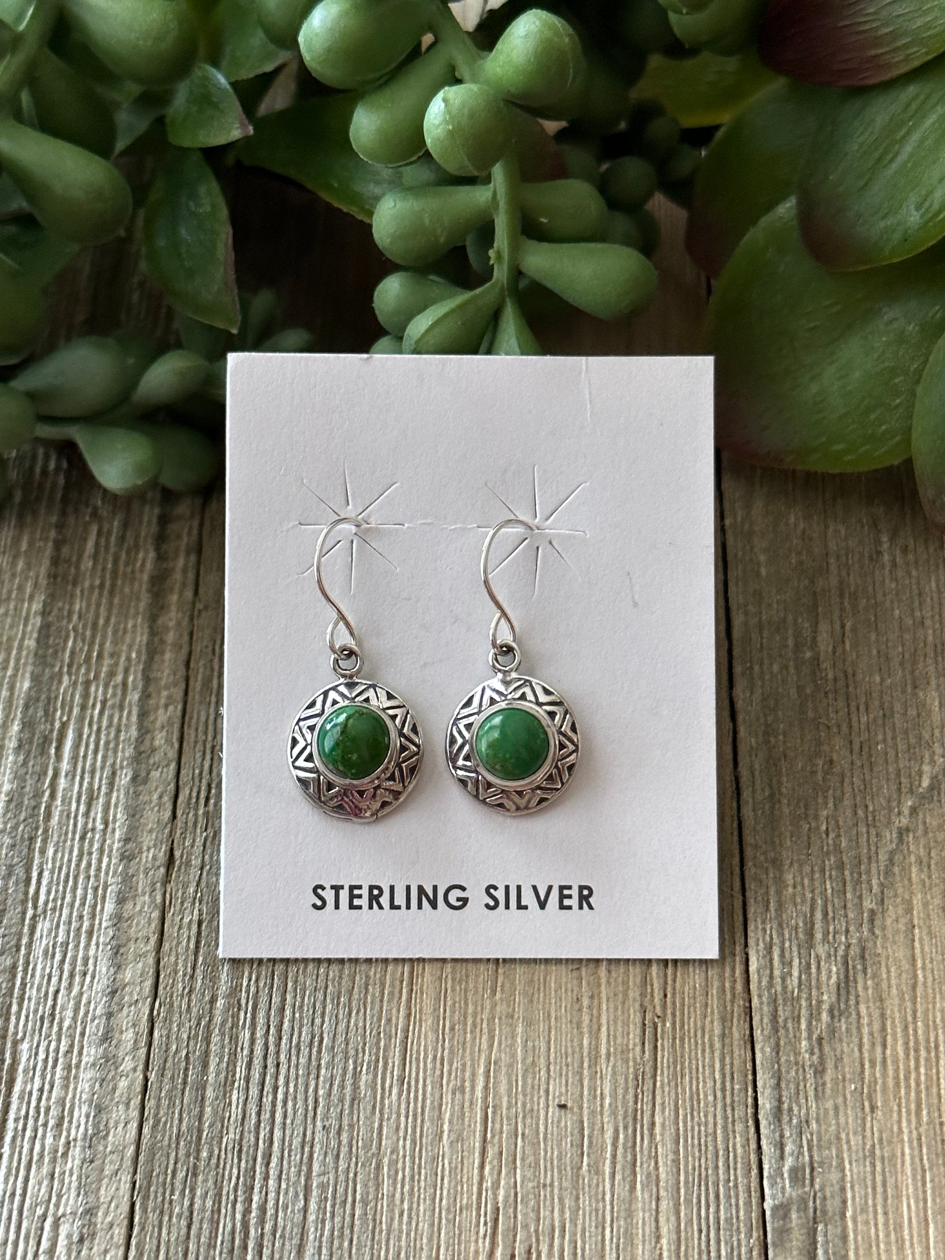 Southwest Style Sonoran Gold Turquoise & Sterling Silver Dangle Earrings
