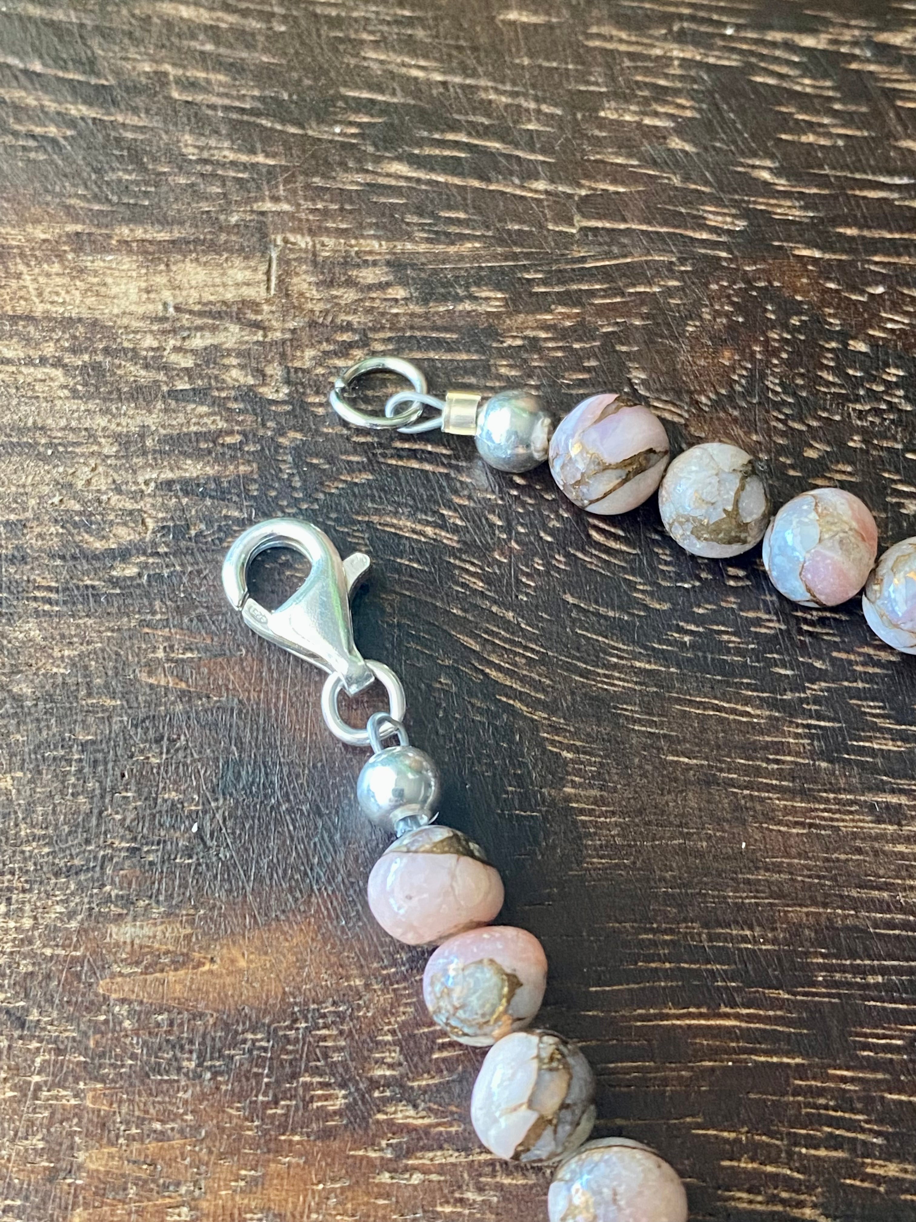 Southwest Handmade Pink Coral Mohave & Sterling Silver Bracelet