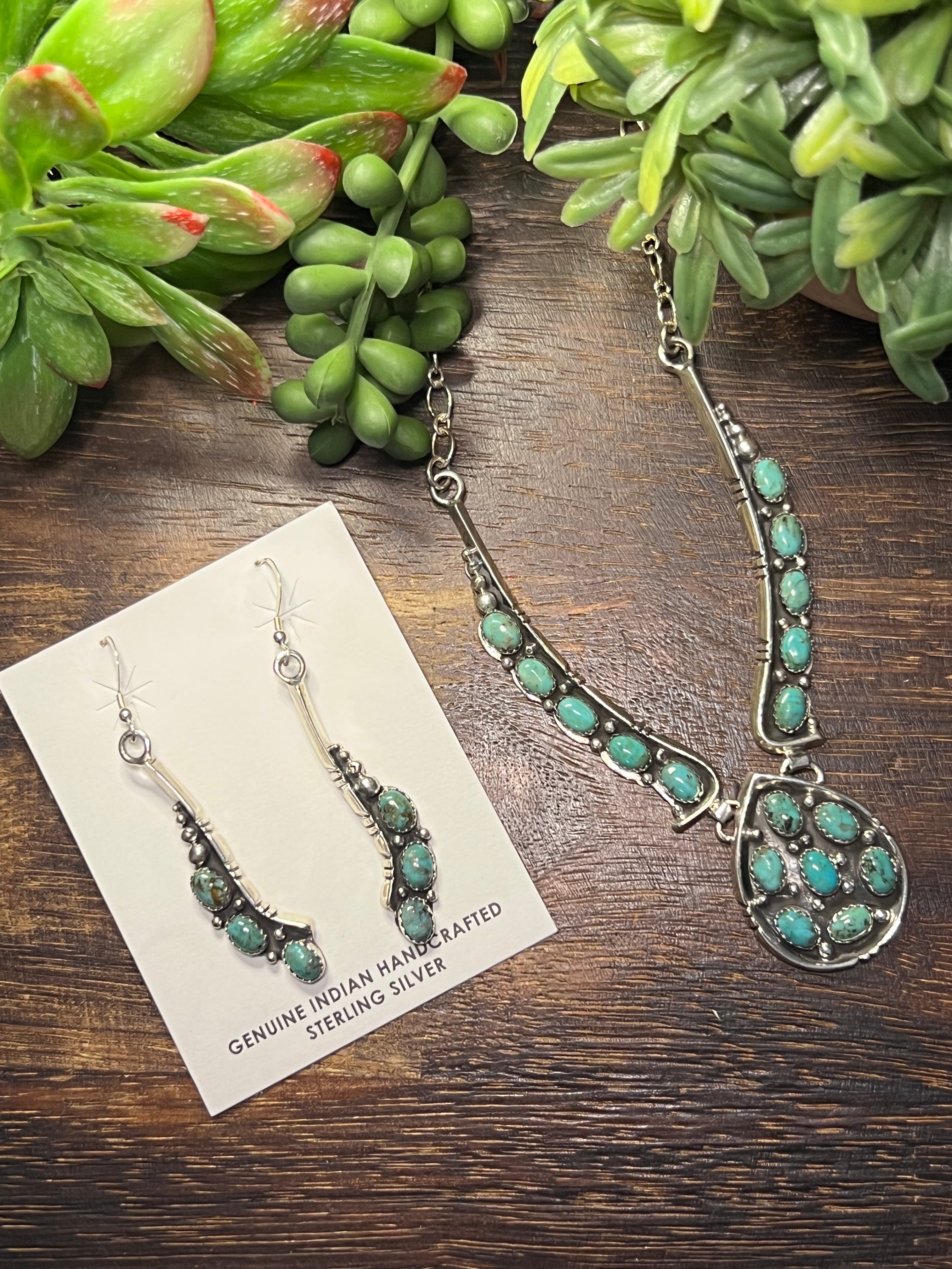 Emer Thompson Royston Turquoise & Sterling Silver Cluster Necklace Set