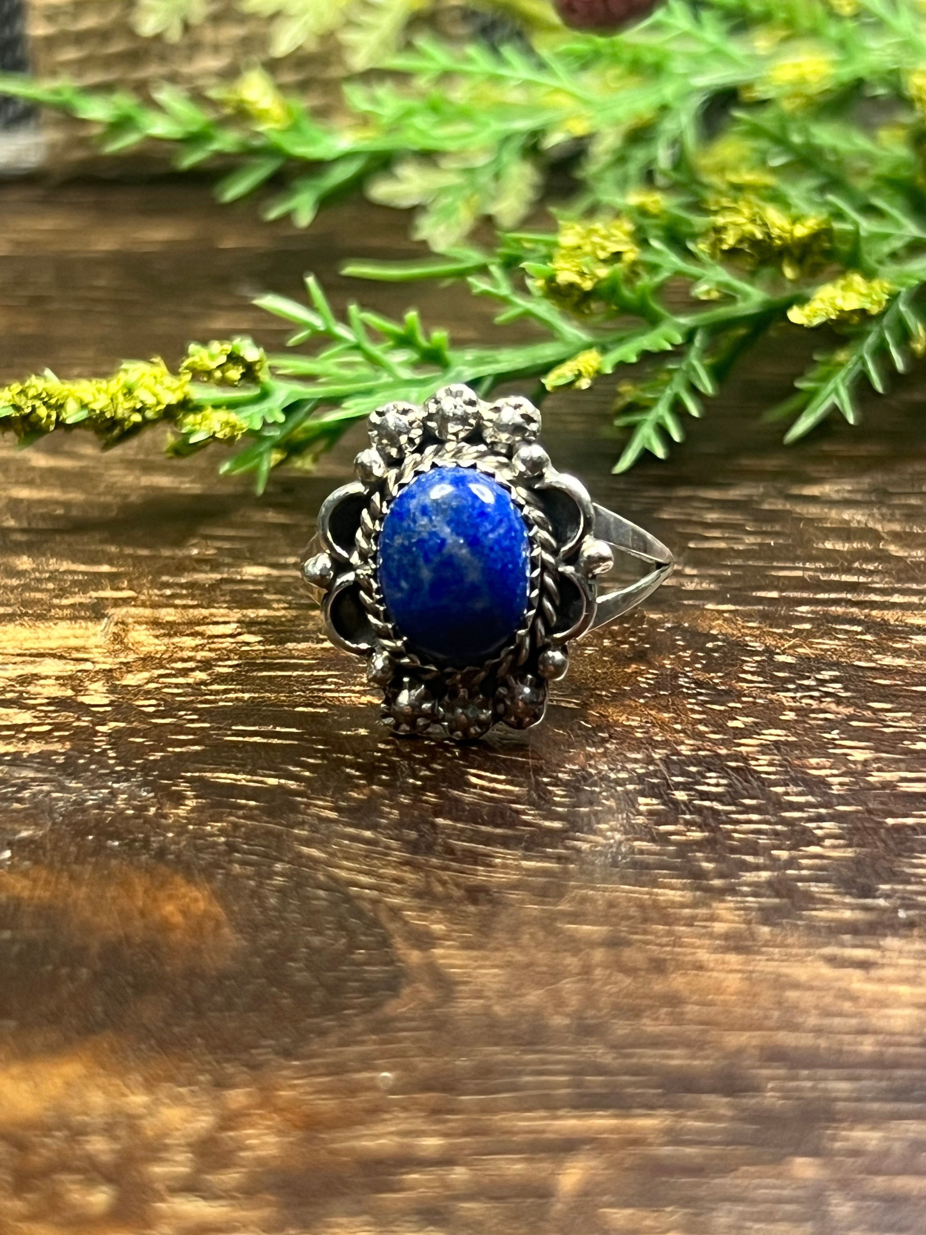 Freda Martinez Lapis & Sterling Silver Ring Size 9