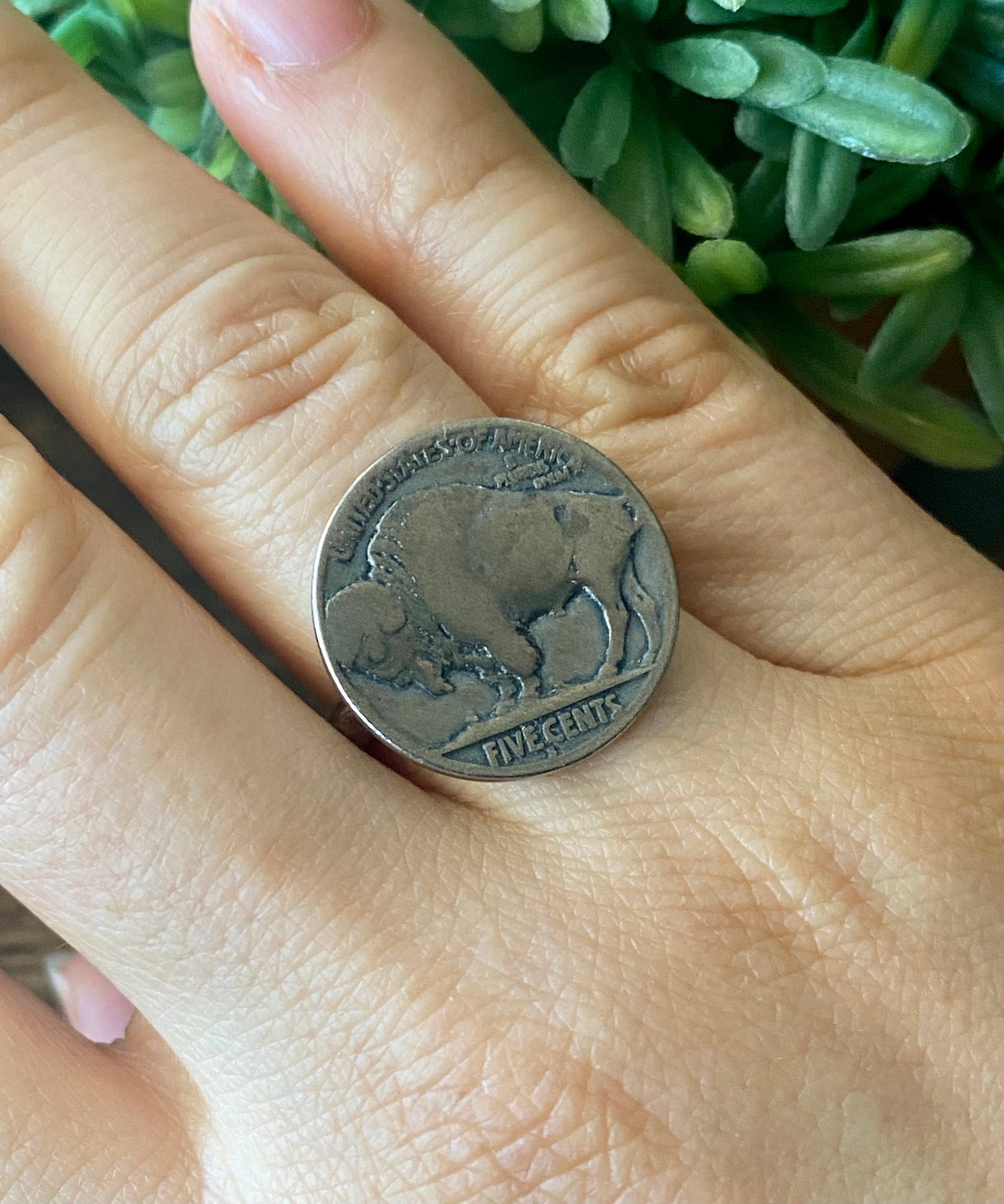 Navajo Made Sterling Silver Nickle Coin Ring Size 9.75