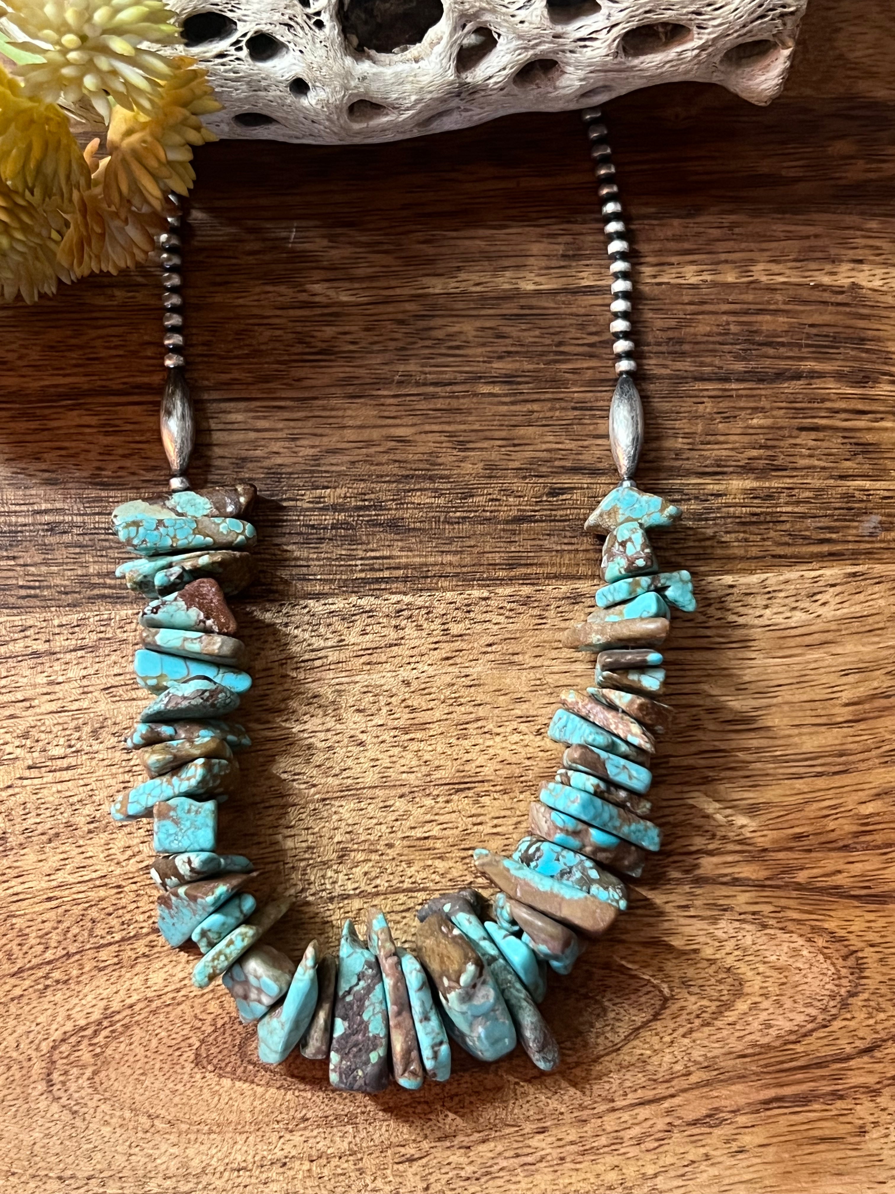 Navajo Made #8 Turquoise & Sterling Silver Necklace