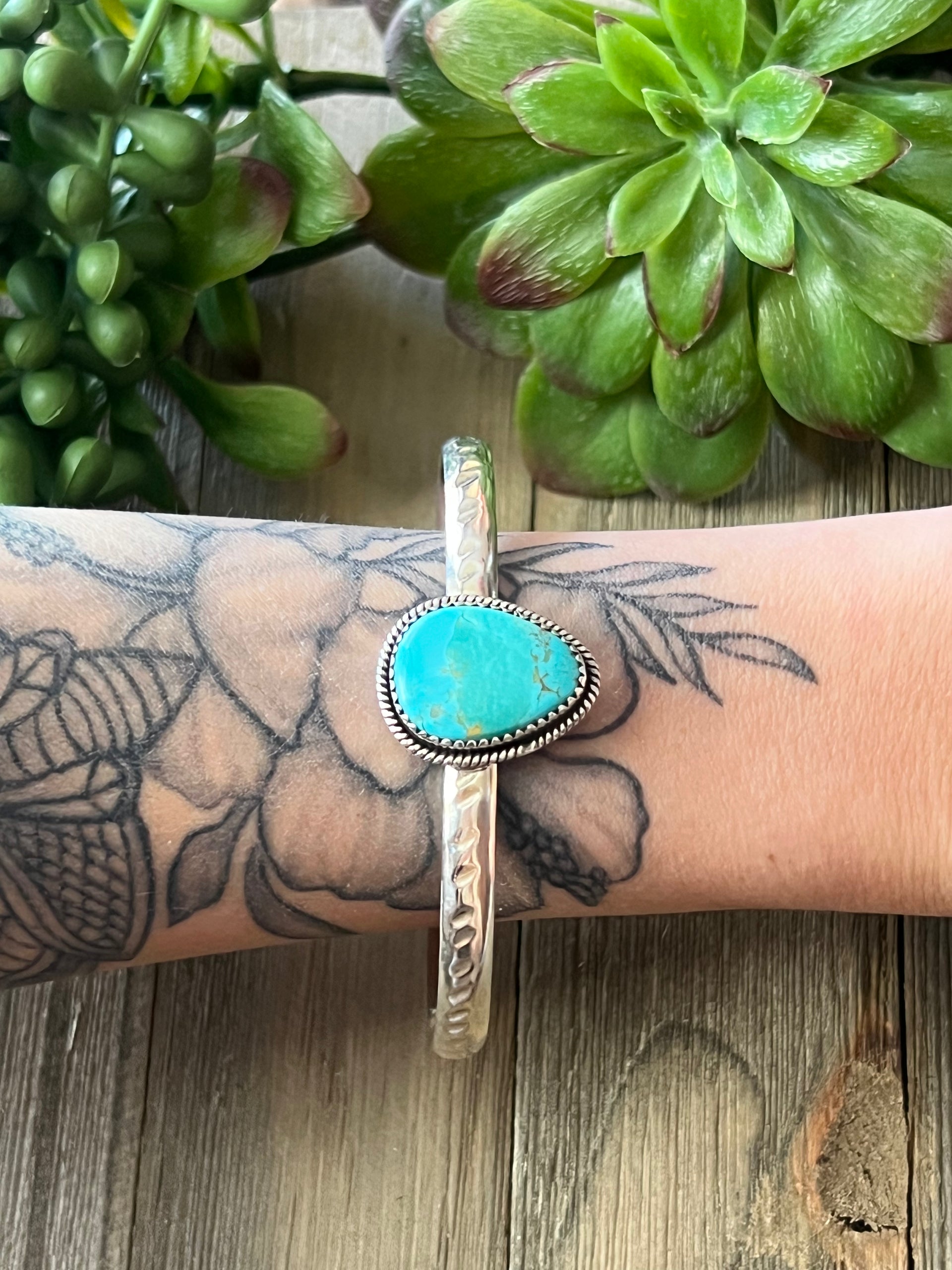 Southwest Made Kingman Turquoise & Sterling Silver Cuff Bracelet