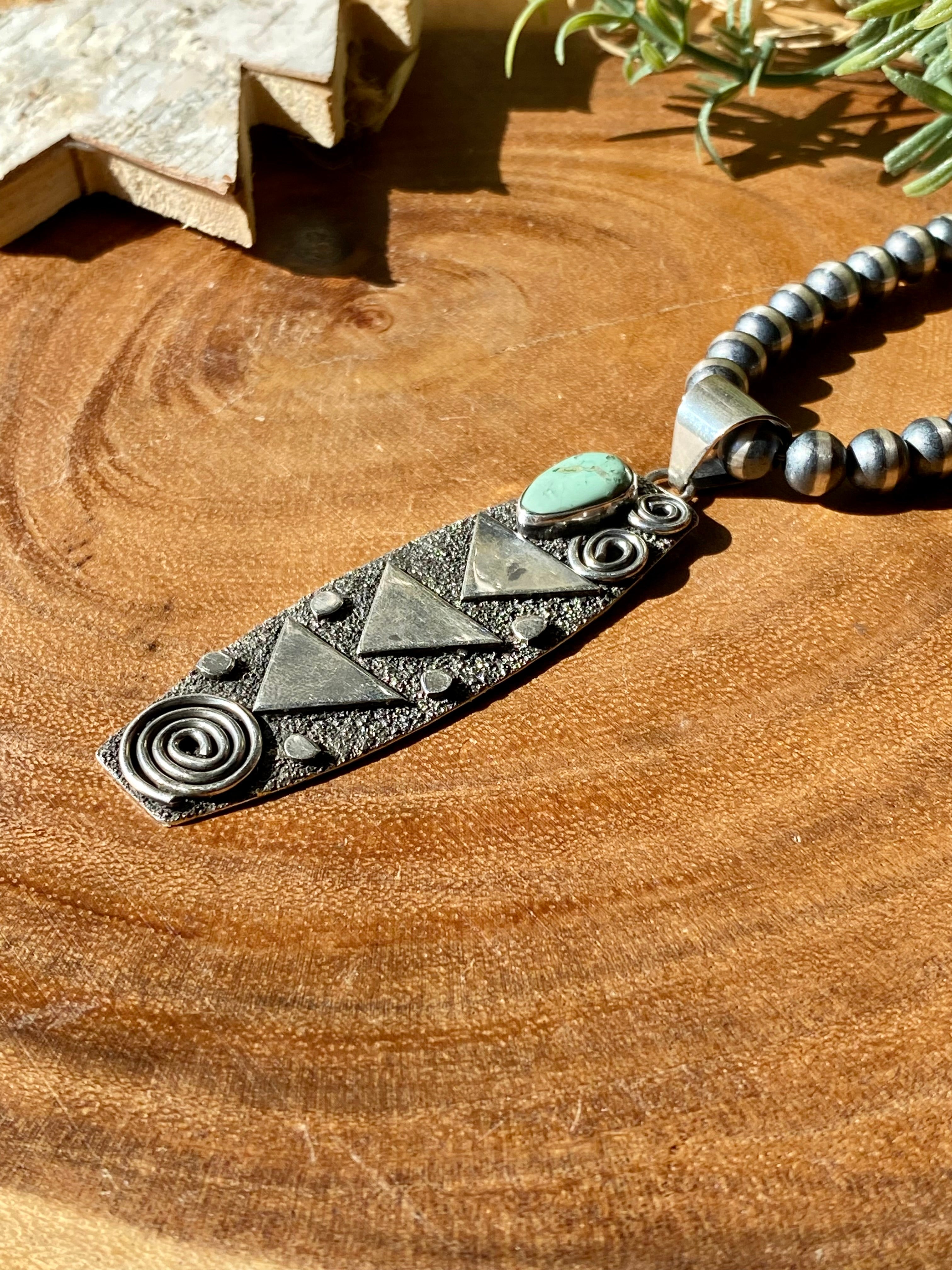 Alex Sanchez Kingman Turquoise & Sterling Silver Pendant