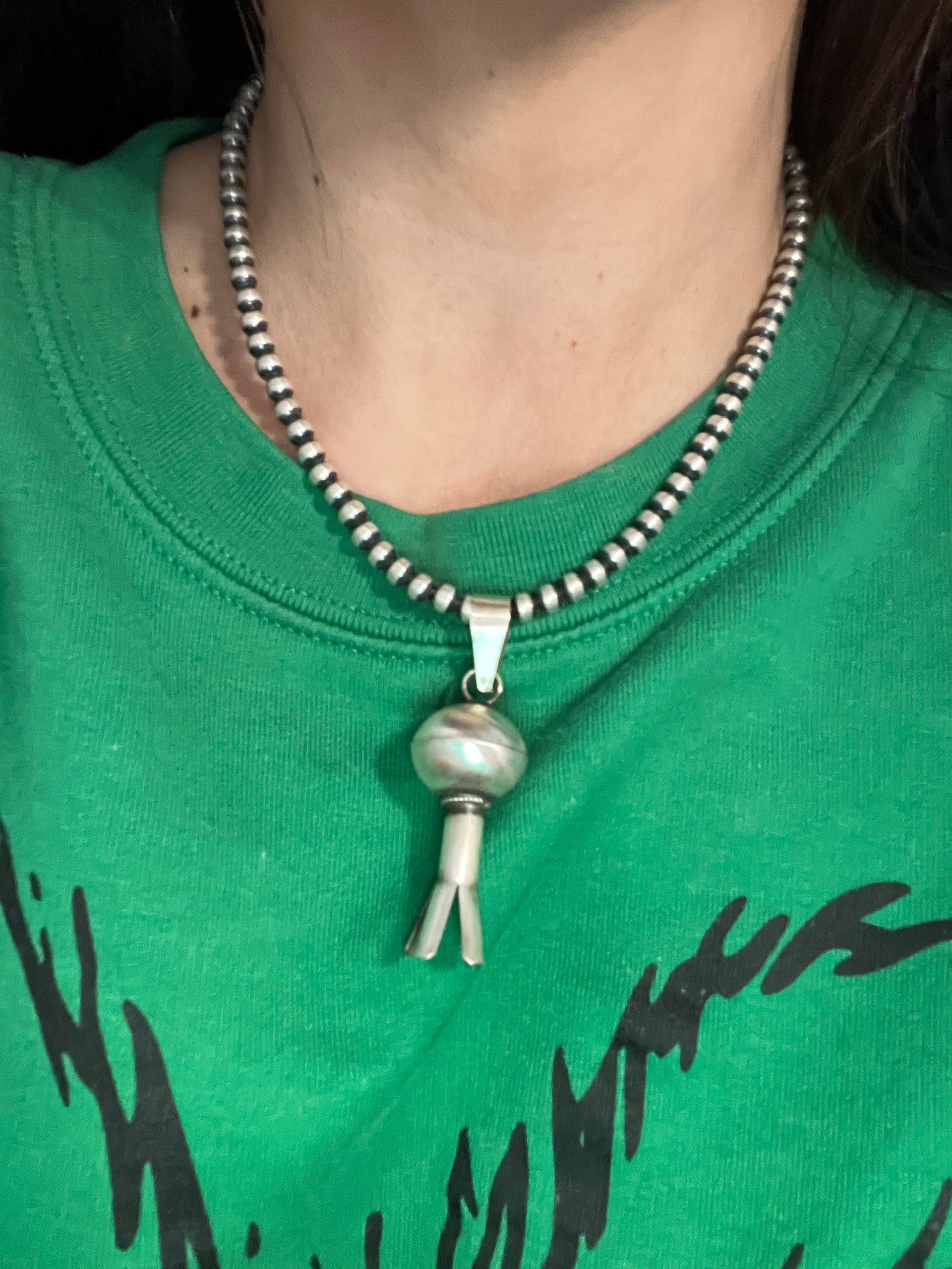Navajo Made Sterling Silver Blossom Pendant