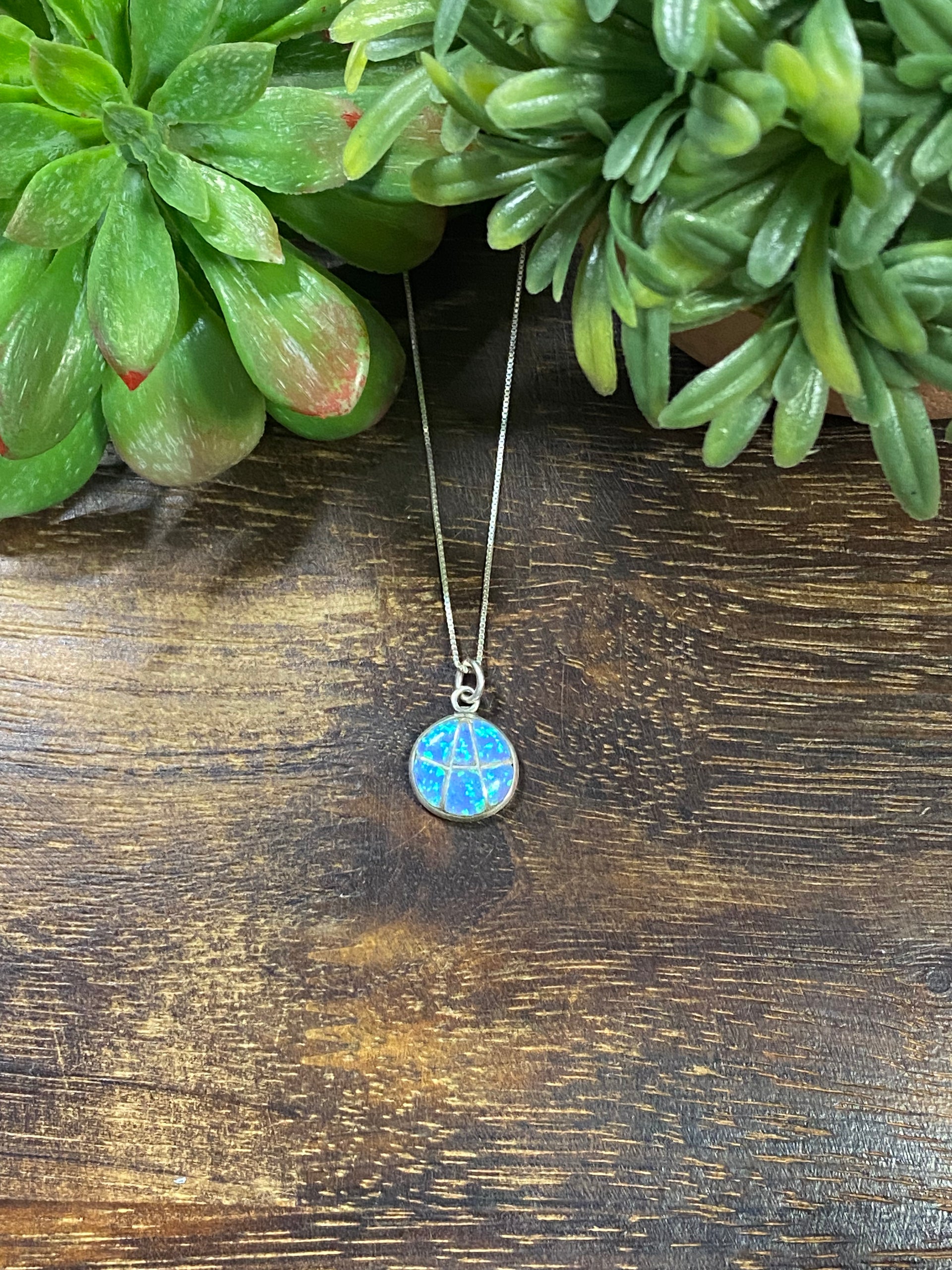 Navajo Made Opal & Sterling Silver Inlay Pendant