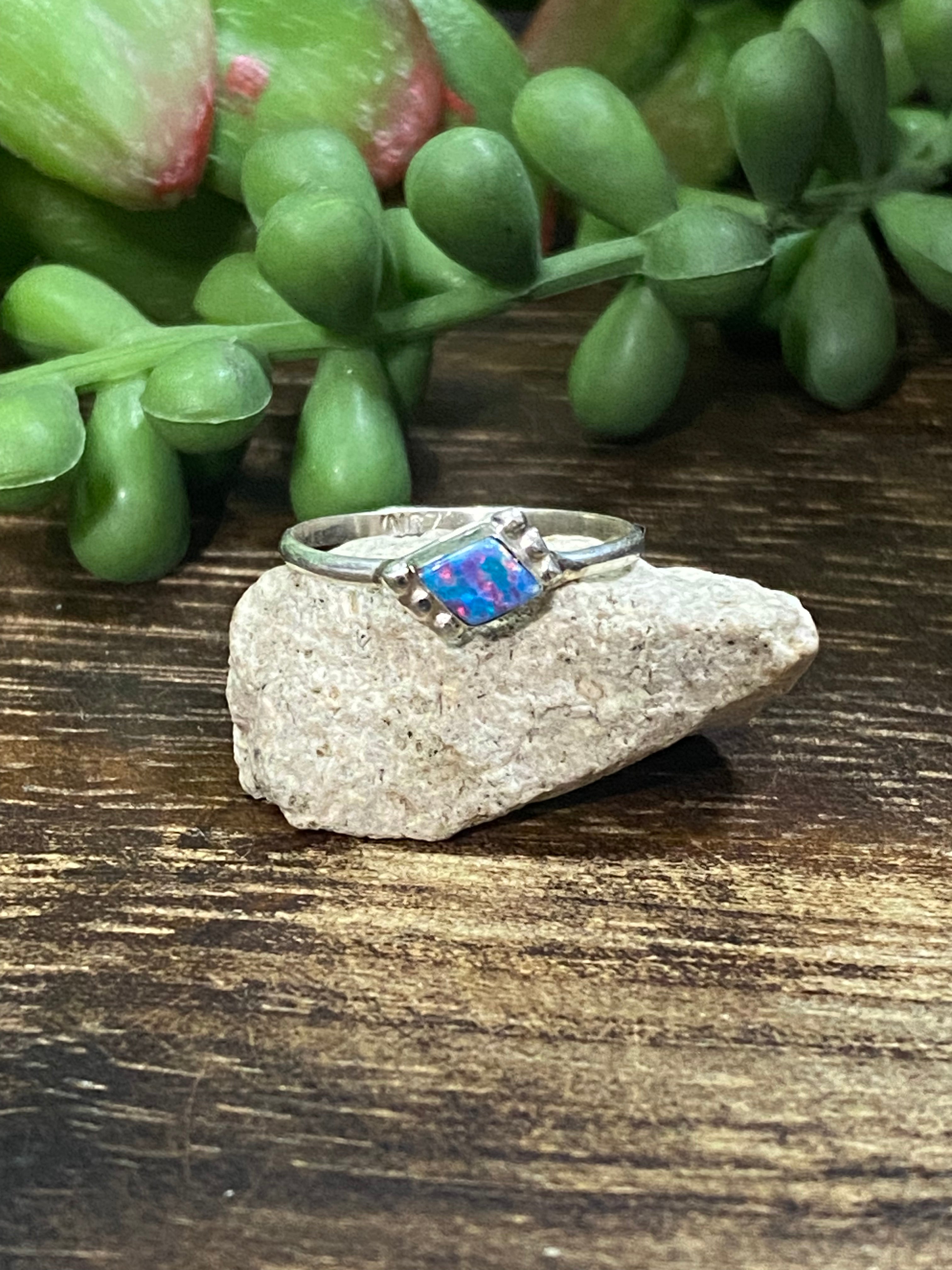 Navajo Made Purple Opal (Man-Made) & Sterling Silver Rings