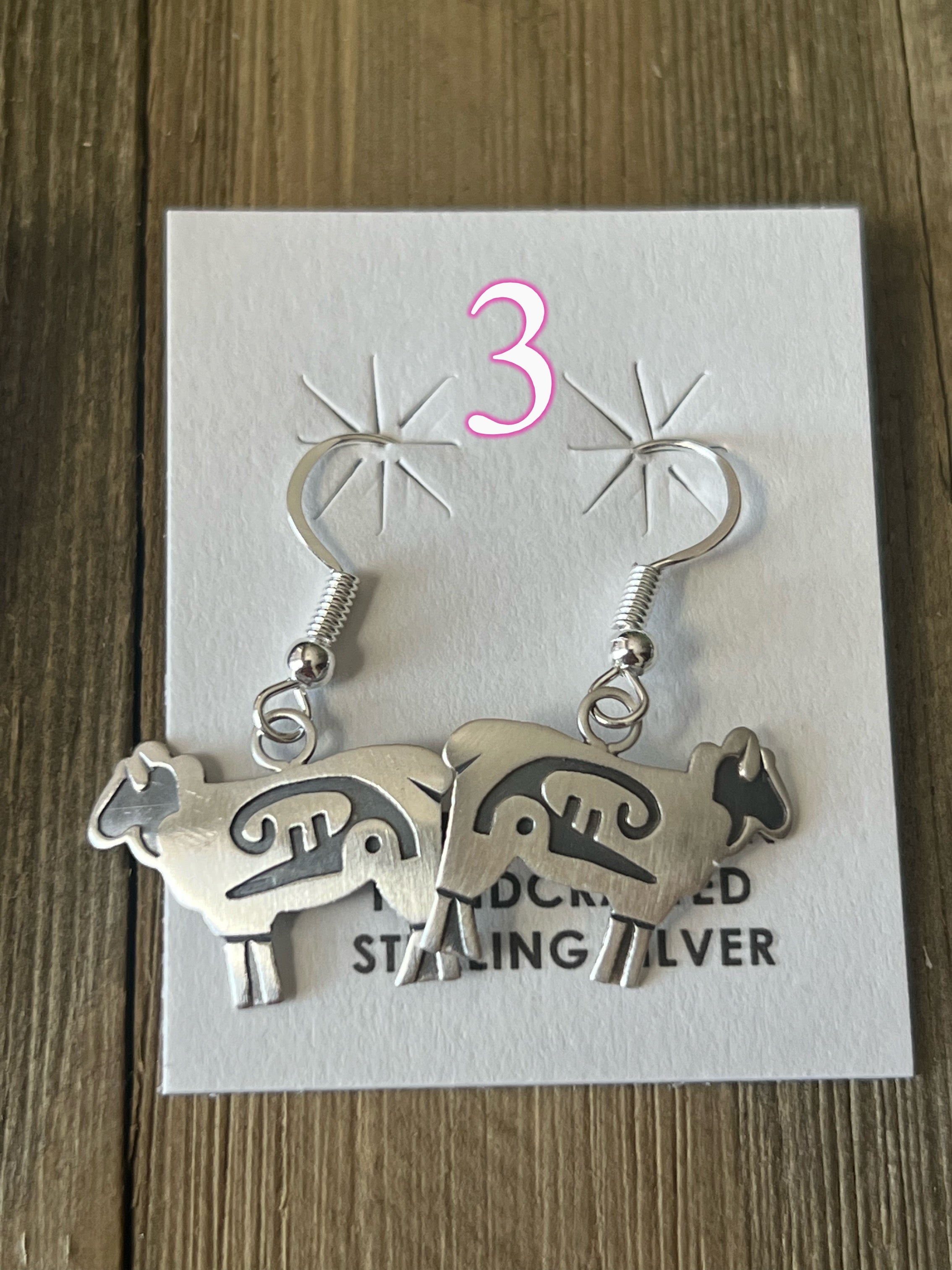 Navajo Made Sterling Silver Dangle Lamb Earrings
