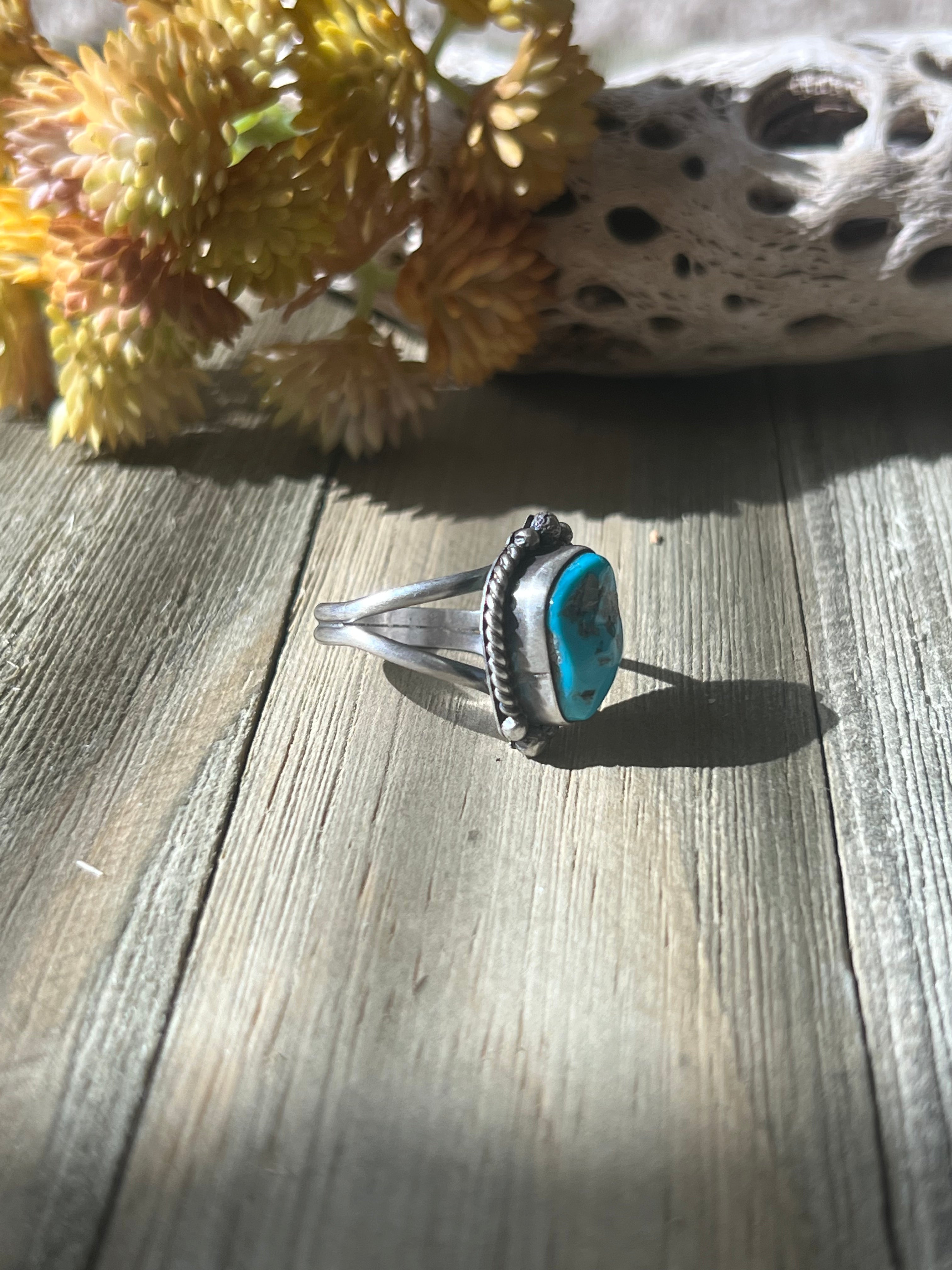 Scott Skeets Kingman Turquoise & Sterling Silver Ring Size 9.25