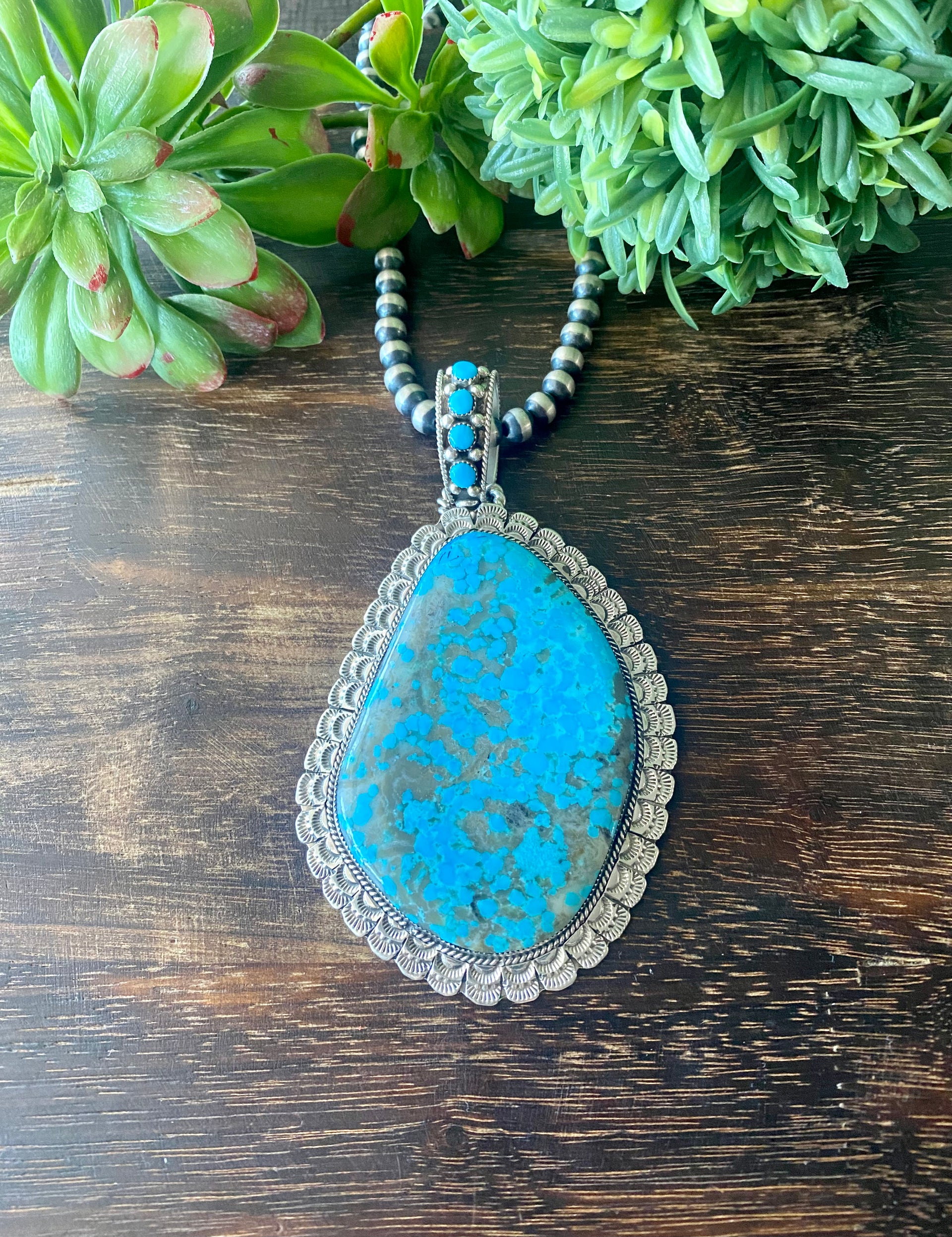 Larry Etcitty Kingman Turquoise & Sterling Silver Pendant